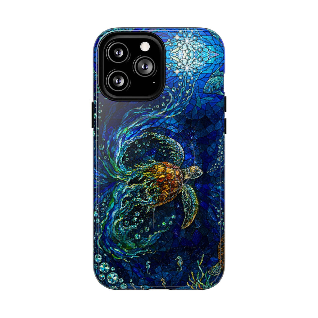 SEA TURTLE OCEAN STAINED GLASS PATTERN MAGNETIC  PHONE CASE  - TLTW2804263