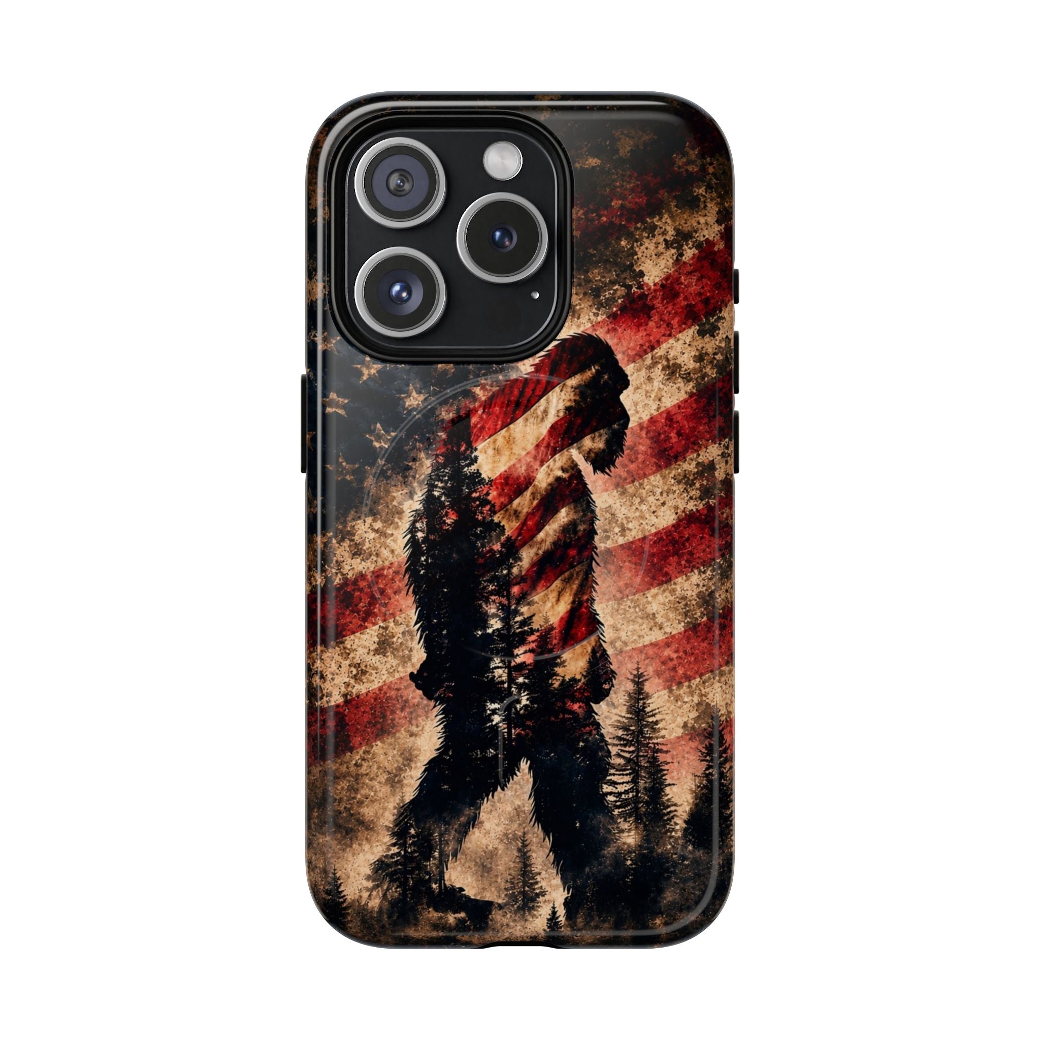 BIGFOOT IN THE FOREST STARS & STRIPES MAGNETIC PHONE CASE  - TLHN2105264