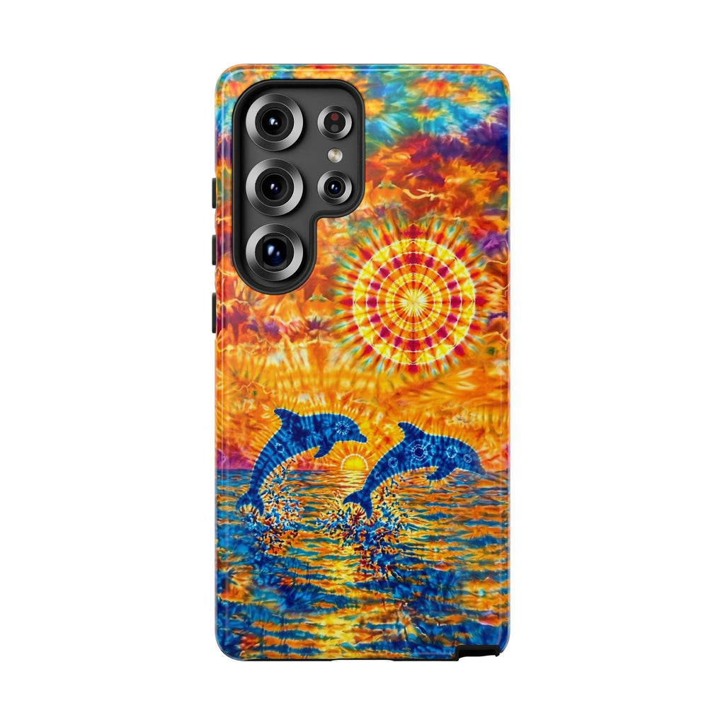TWO DOLPHINS SUNSET WATERCOLOR PATTERN  PHONE CASE   - TLHN1205264