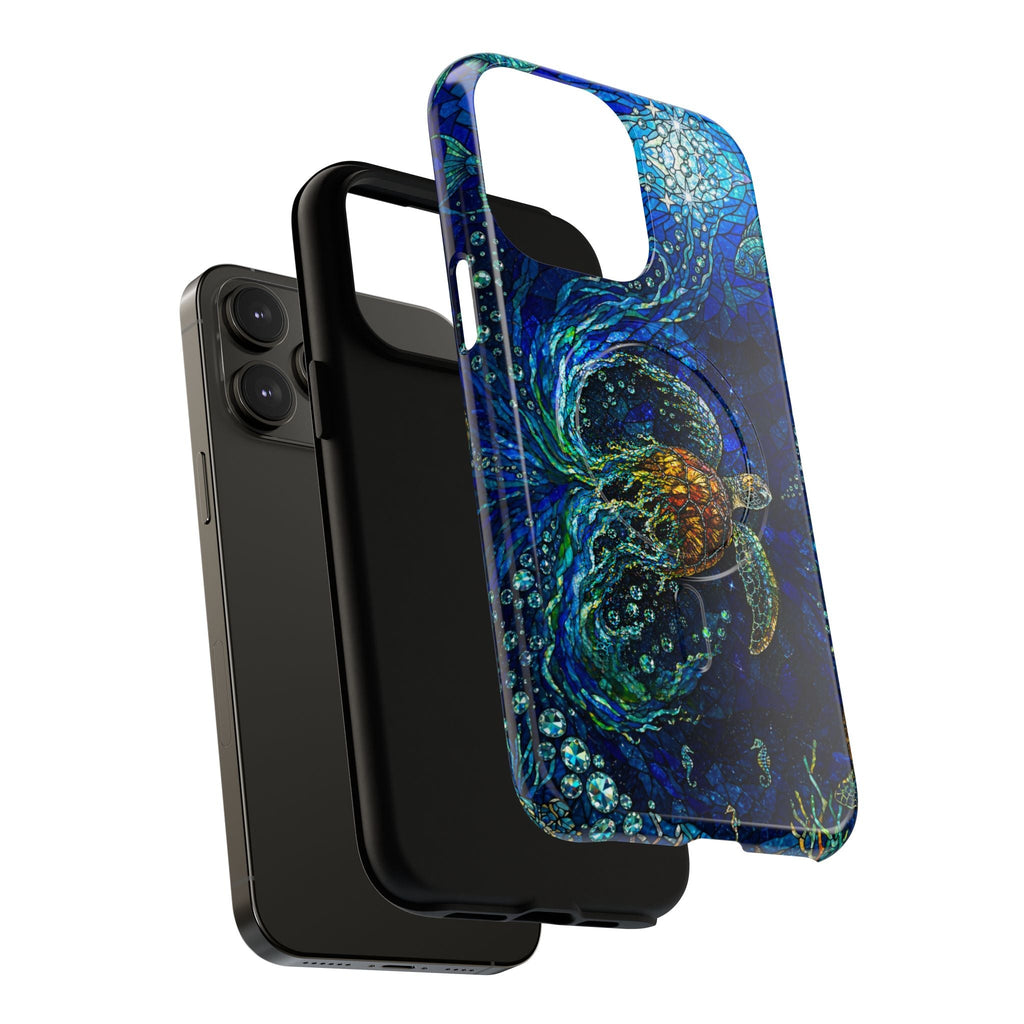 SEA TURTLE OCEAN STAINED GLASS PATTERN MAGNETIC  PHONE CASE  - TLTW2804263