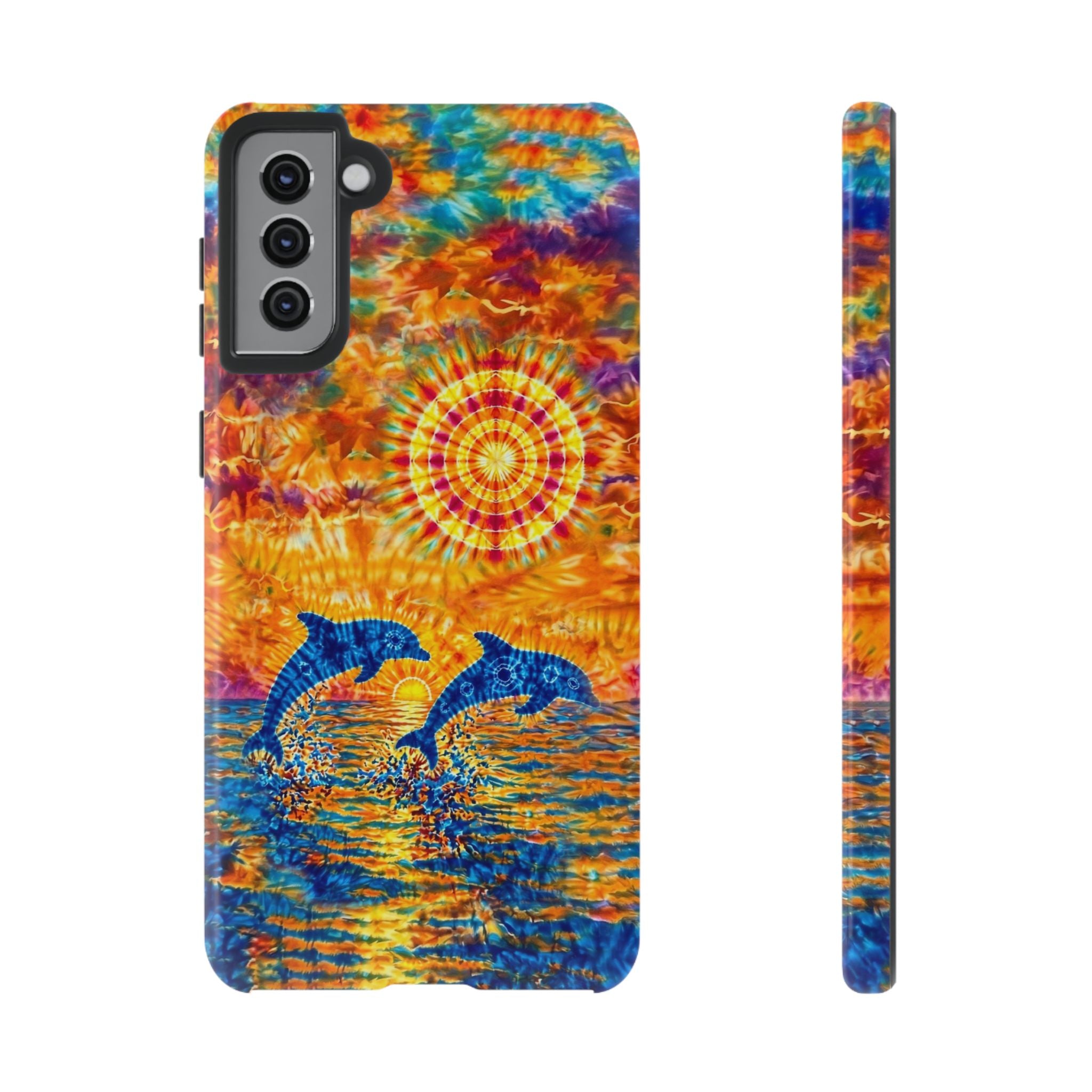 TWO DOLPHINS SUNSET WATERCOLOR PATTERN  PHONE CASE   - TLHN1205264