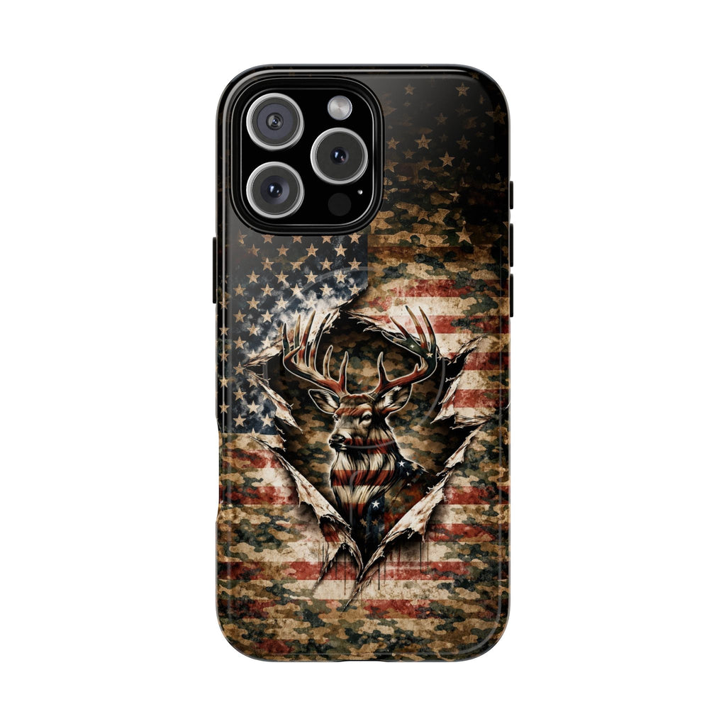 GRUNGE STARS AND STRIPES DEER HUNTING MAGNETIC  PHONE CASE  - TLNT0605262