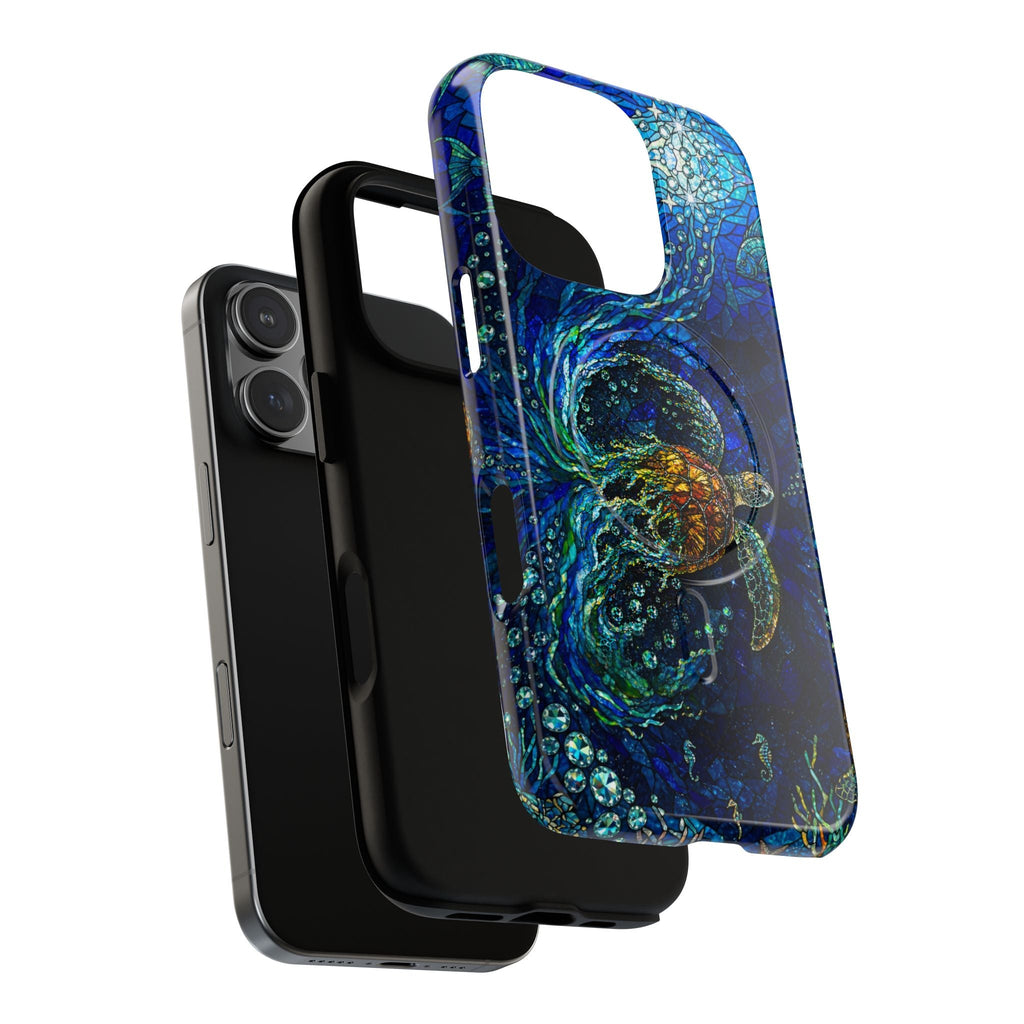 SEA TURTLE OCEAN STAINED GLASS PATTERN MAGNETIC  PHONE CASE  - TLTW2804263