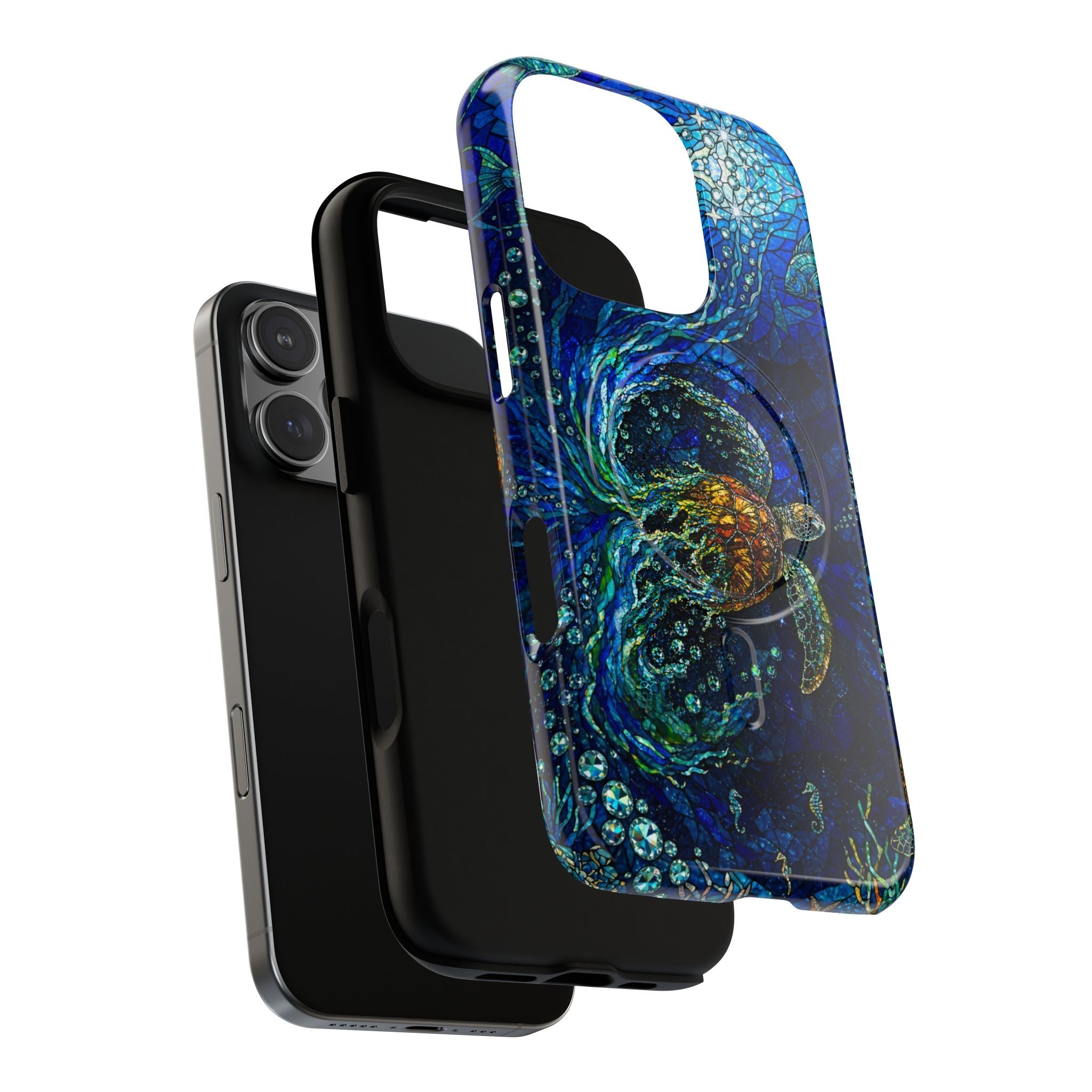 SEA TURTLE OCEAN STAINED GLASS PATTERN MAGNETIC  PHONE CASE  - TLTW2804263