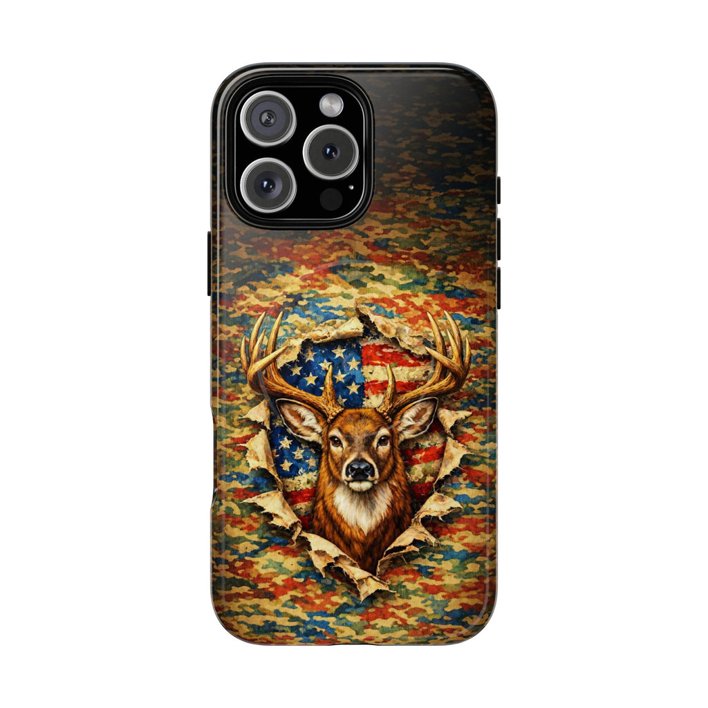 HUNTING DEER CAMOUFLAGE STARS AND STRIPES MAGNETIC PHONE CASE  - TLNT0405261