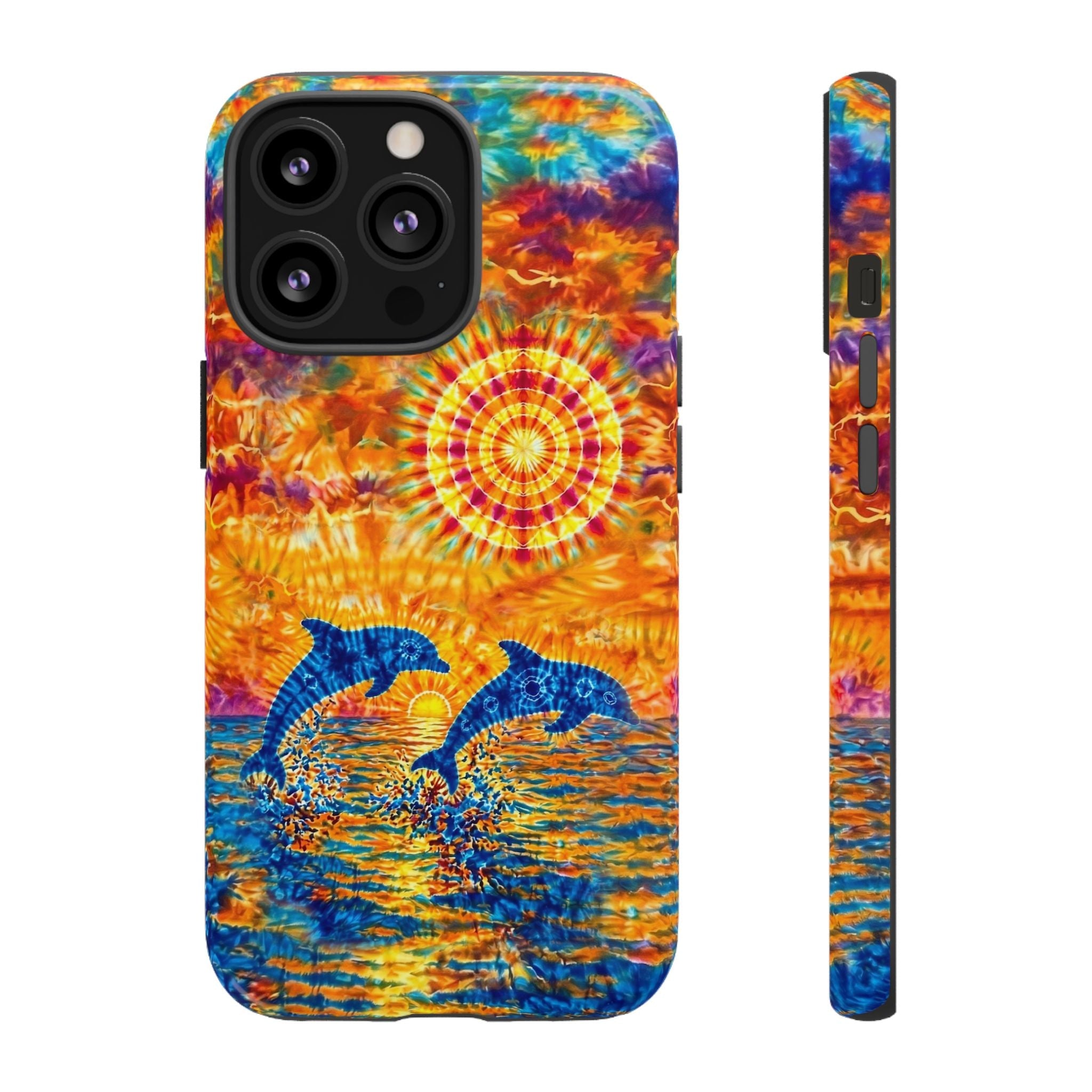 TWO DOLPHINS SUNSET WATERCOLOR PATTERN  PHONE CASE   - TLHN1205264