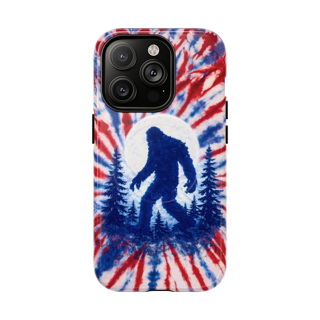 BIGFOOT IN THE FOREST RED WHITE & BLUE SWIRL MAGNETIC PHONE CASE  - TLTW2505263