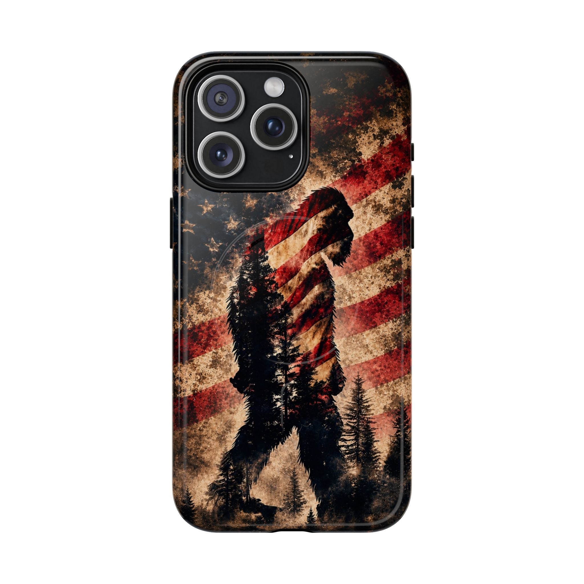 BIGFOOT IN THE FOREST STARS & STRIPES MAGNETIC PHONE CASE  - TLHN2105264