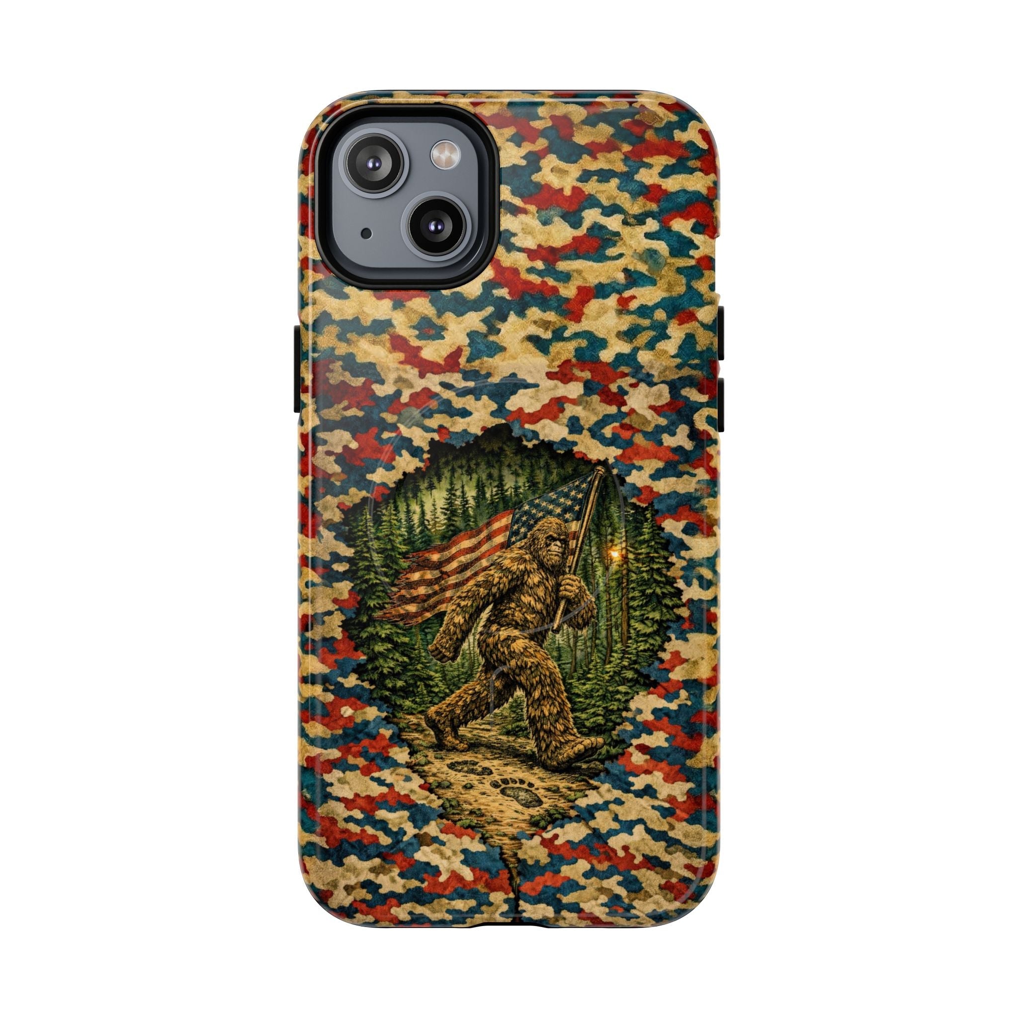 BIGFOOT WITH FLAG CAMOUFLAGE MAGNETIC PHONE CASE  - TLNT1305261
