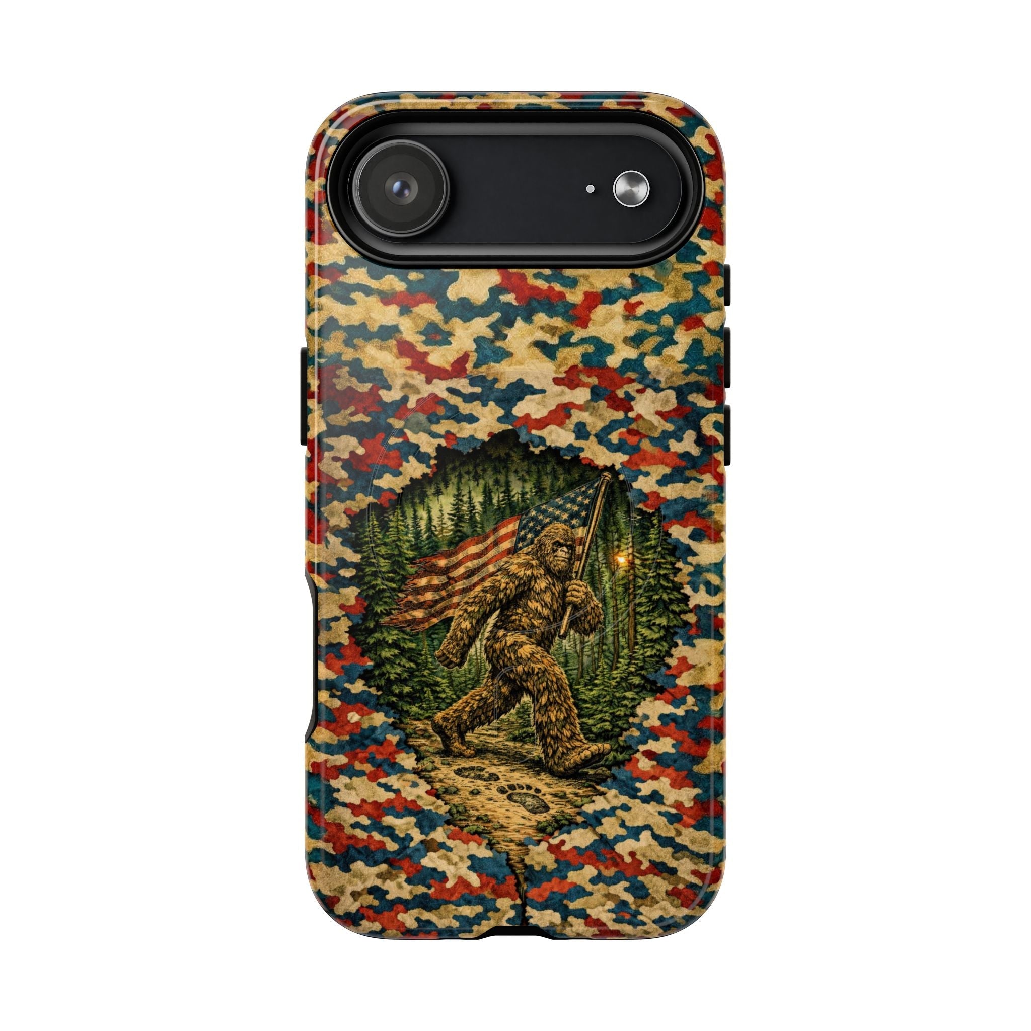 BIGFOOT WITH FLAG CAMOUFLAGE MAGNETIC PHONE CASE  - TLNT1305261