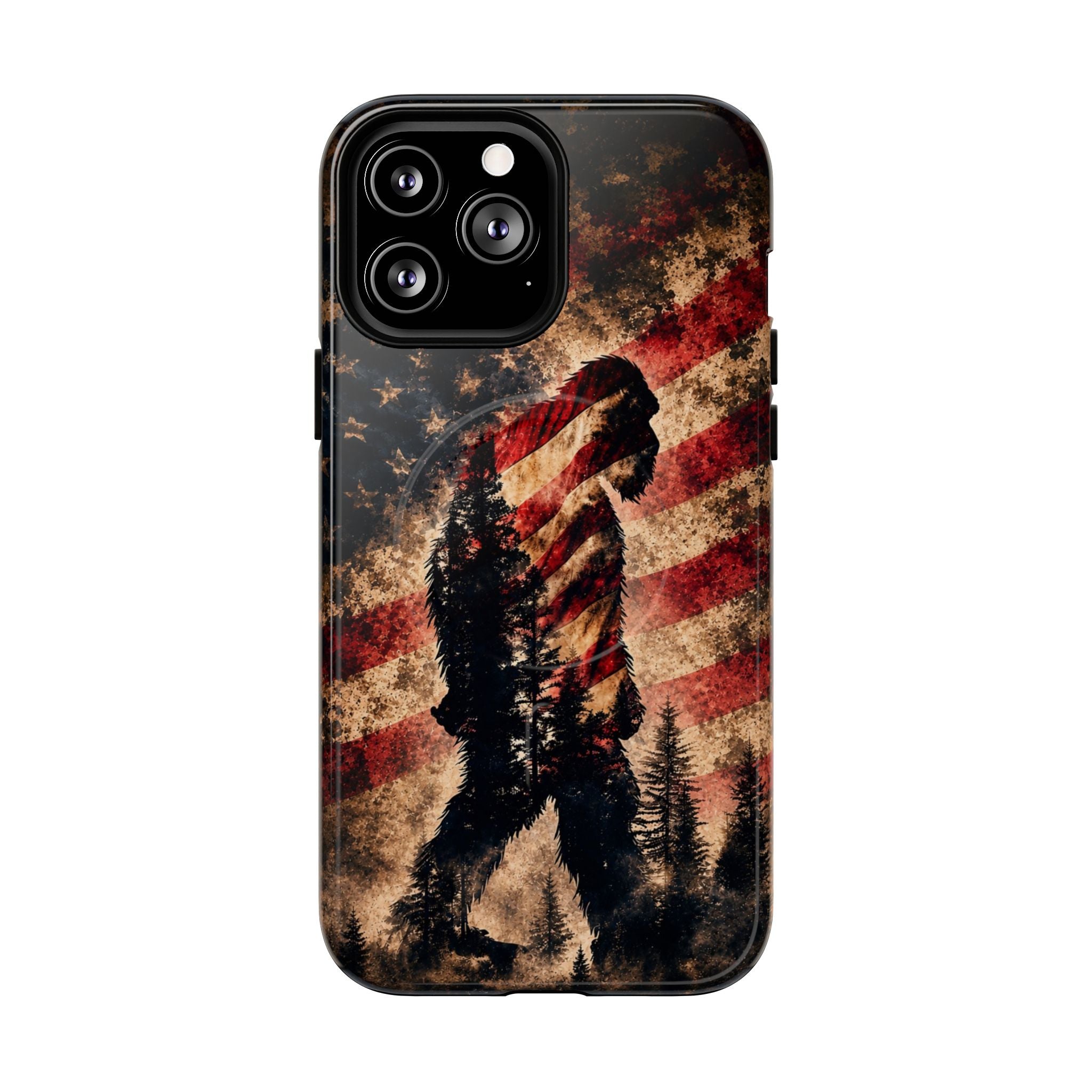 BIGFOOT IN THE FOREST STARS & STRIPES MAGNETIC PHONE CASE  - TLHN2105264