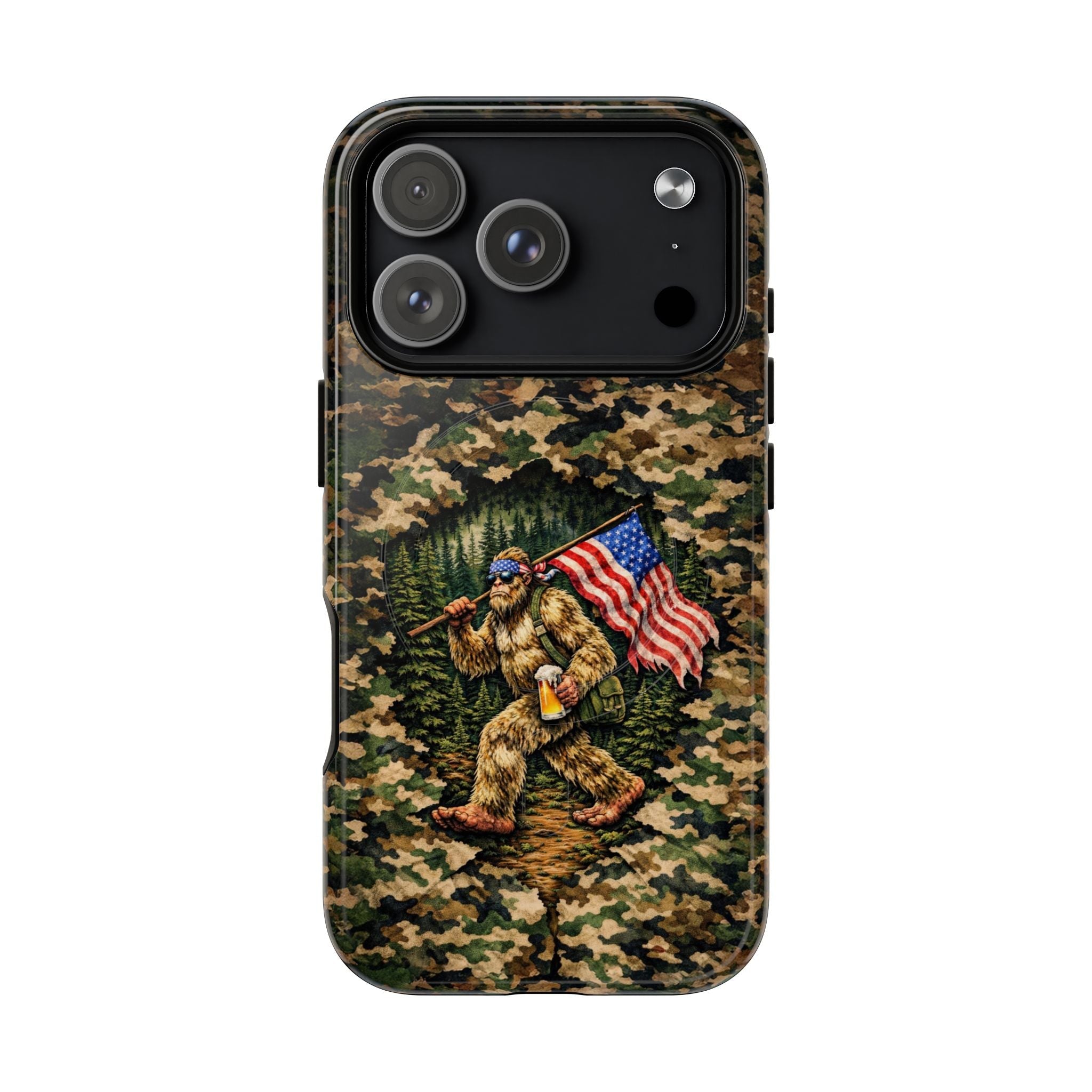 BIGFOOT WITH FLAG CAMOUFLAGE MAGNETIC PHONE CASE - TLNT2004261