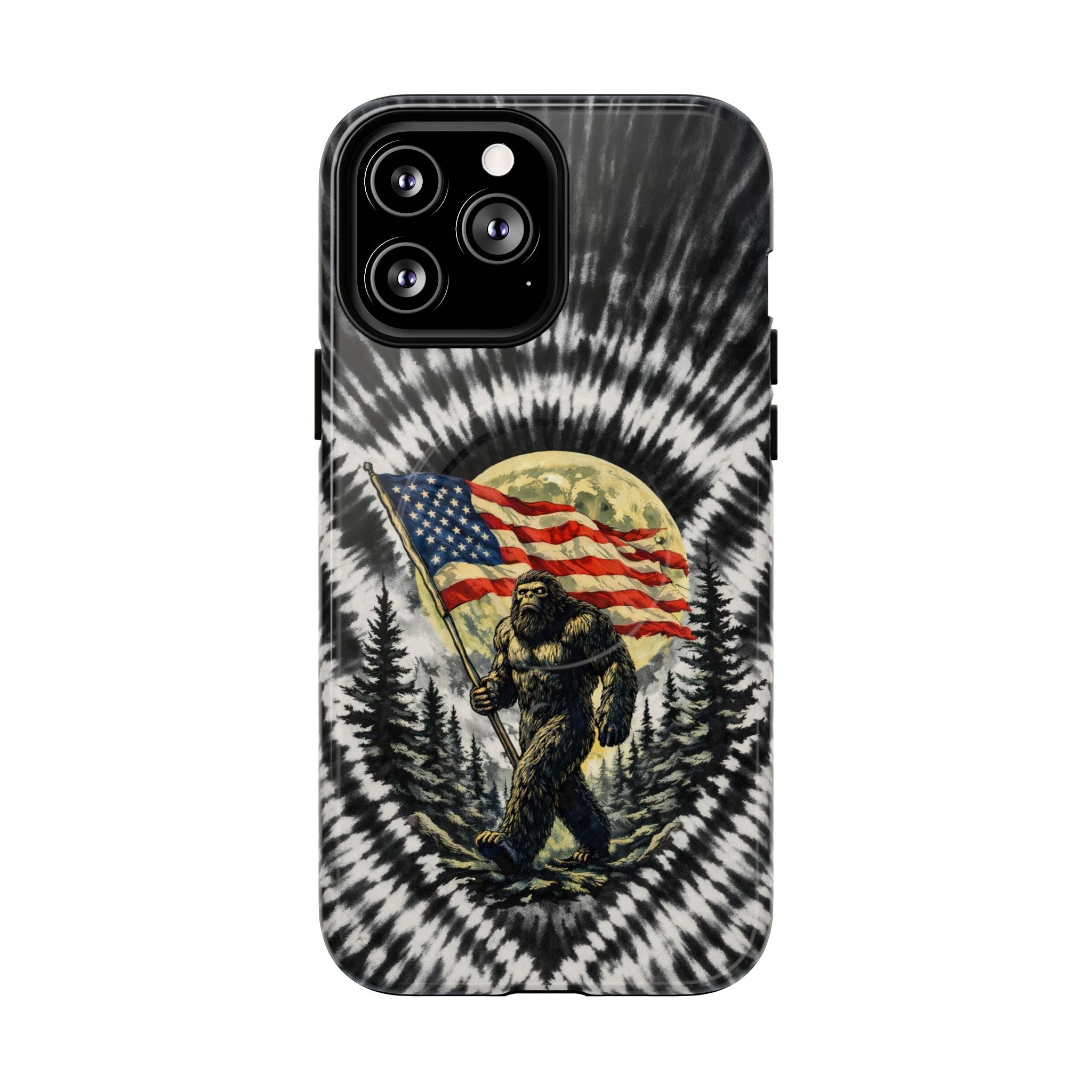 BIGFOOT WITH FLAG MOON SWIRL MAGNETIC PHONE CASE  - TLNT0805261