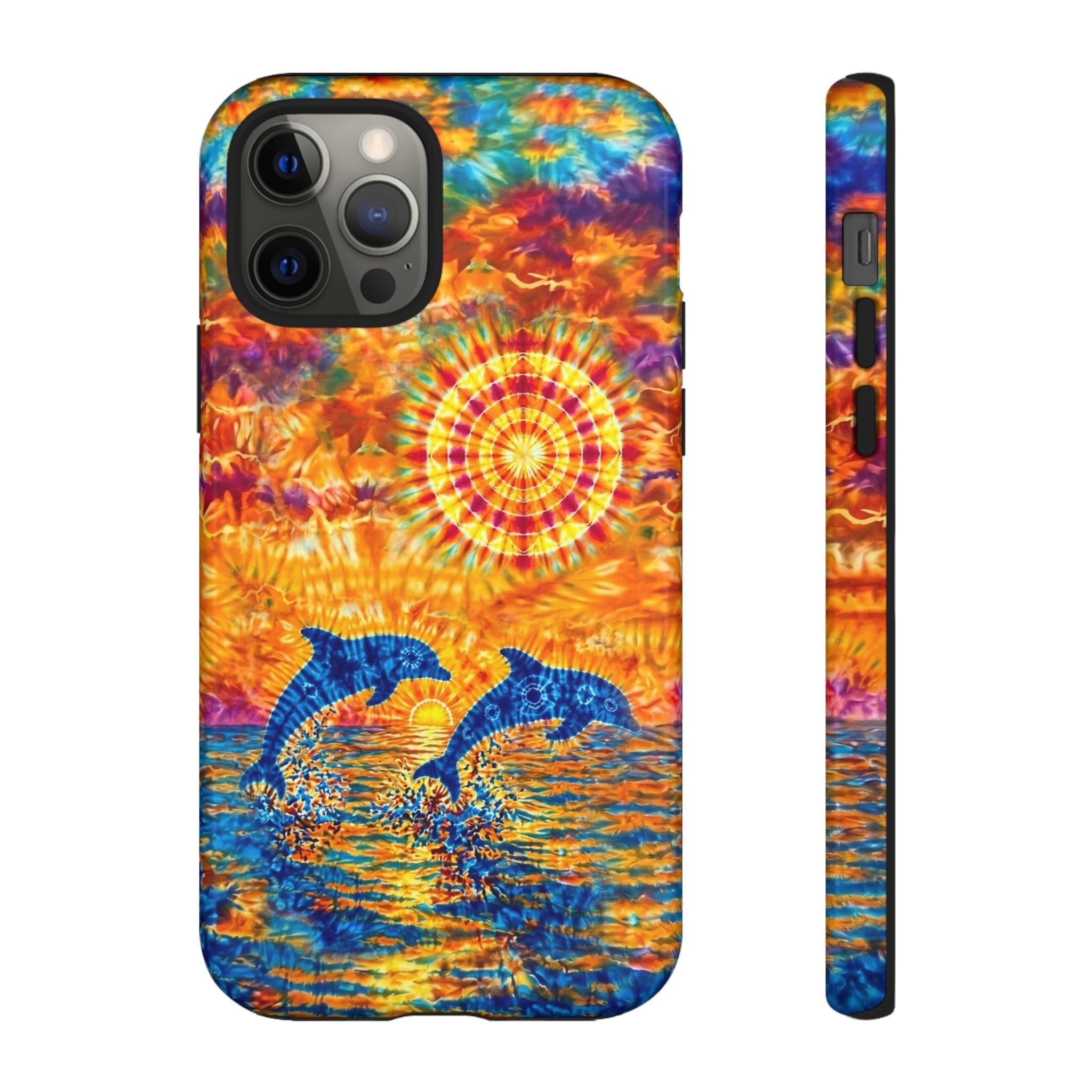 TWO DOLPHINS SUNSET WATERCOLOR PATTERN  PHONE CASE   - TLHN1205264