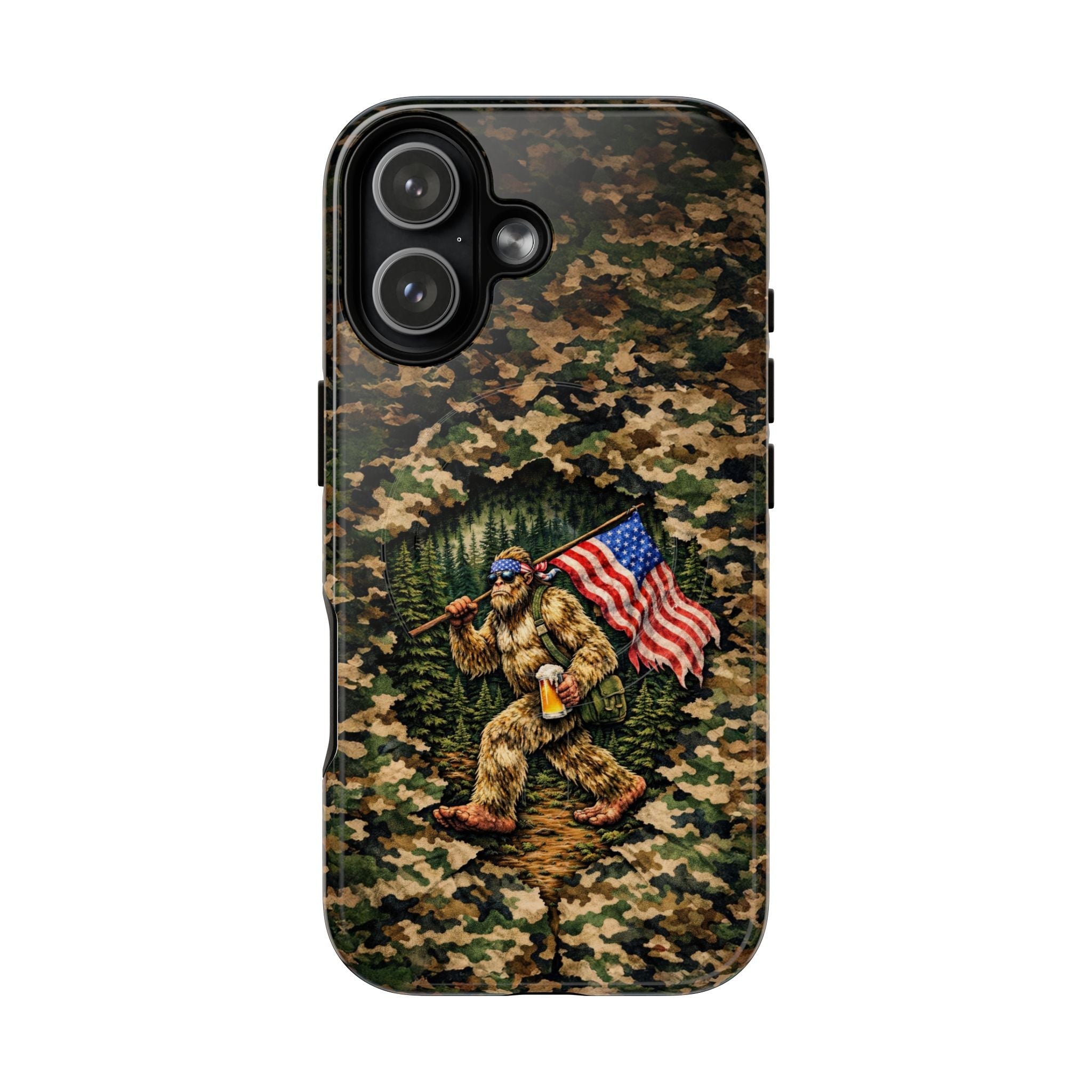 BIGFOOT WITH FLAG CAMOUFLAGE MAGNETIC PHONE CASE - TLNT2004261