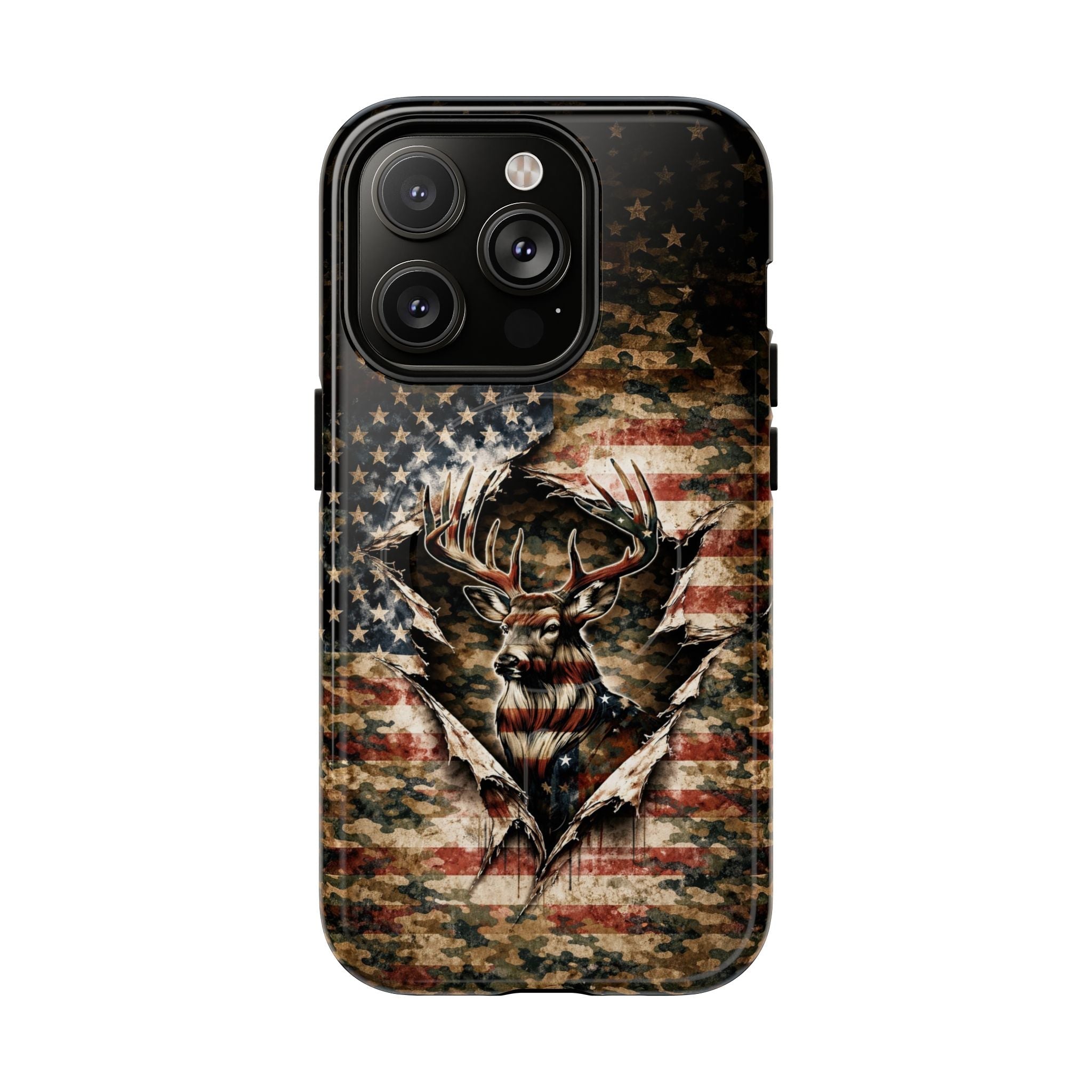 GRUNGE STARS AND STRIPES DEER HUNTING MAGNETIC  PHONE CASE  - TLNT0605262