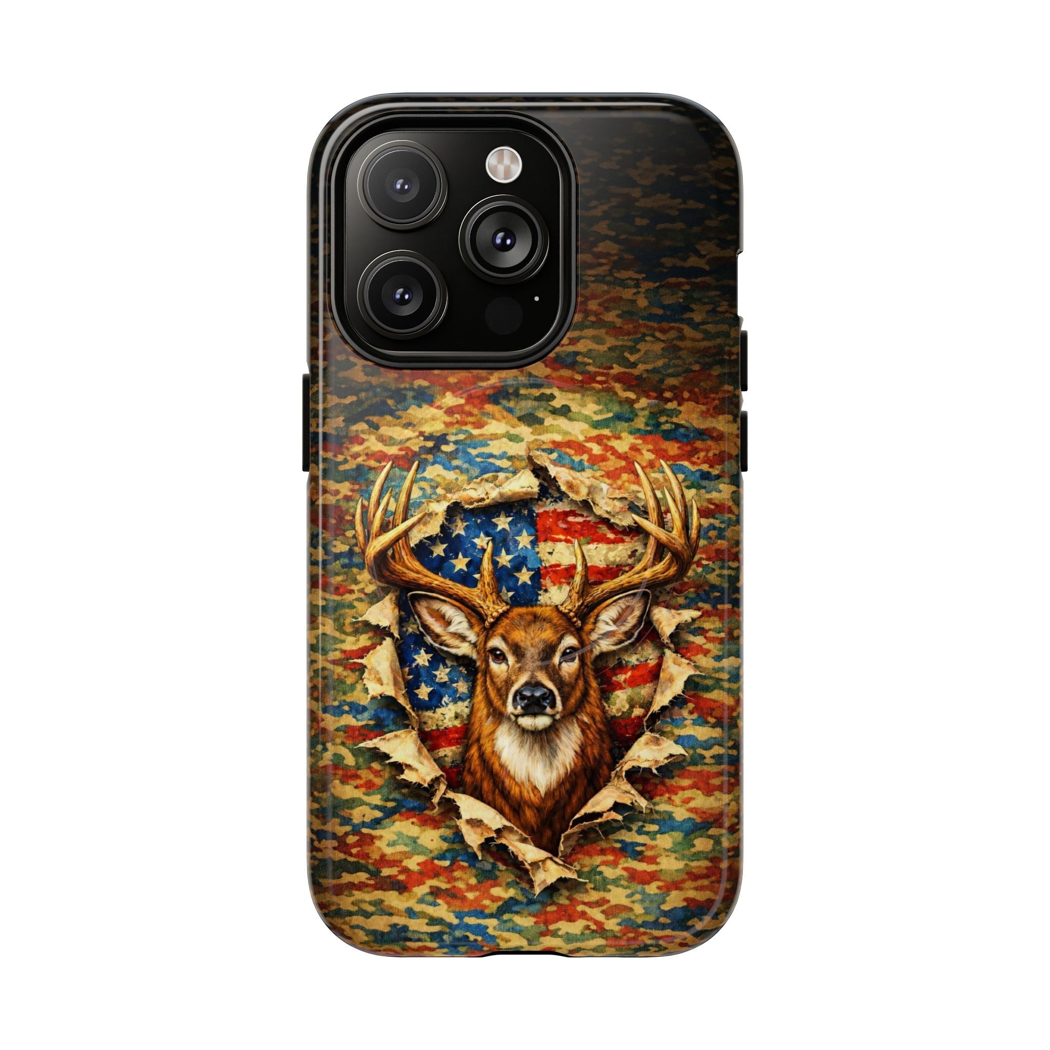 HUNTING DEER CAMOUFLAGE STARS AND STRIPES MAGNETIC PHONE CASE  - TLNT0405261