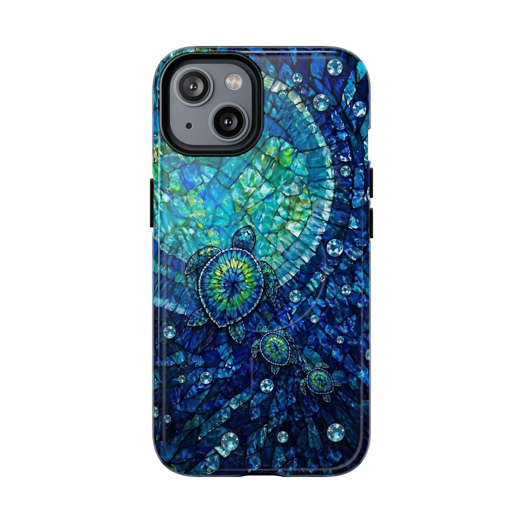 SEA TURTLE BLUE OCEAN STAINED GLASS PATTERN MAGNETIC PHONE CASE  - TLNO2904265