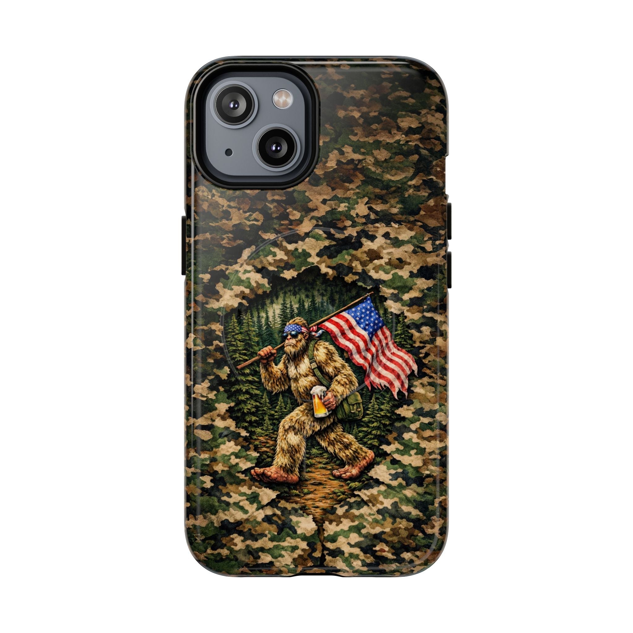 BIGFOOT WITH FLAG CAMOUFLAGE MAGNETIC PHONE CASE - TLNT2004261