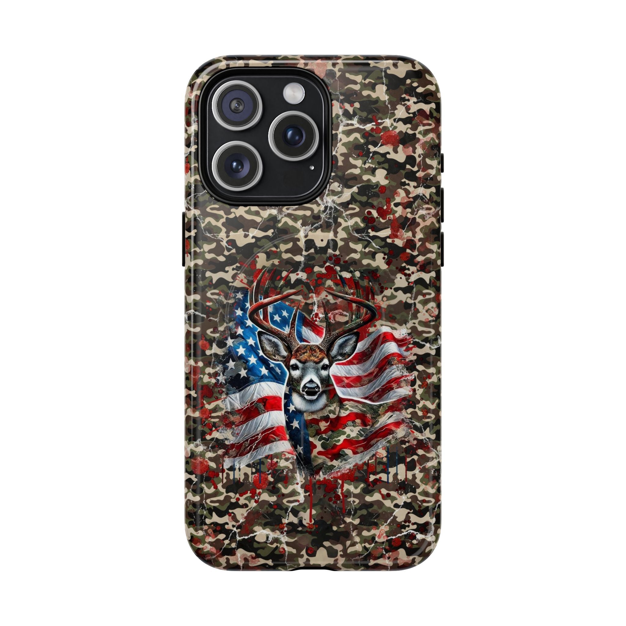STARS AND STRIPES DEER HUNTING MAGNETIC PHONE CASE - TLHG1905264