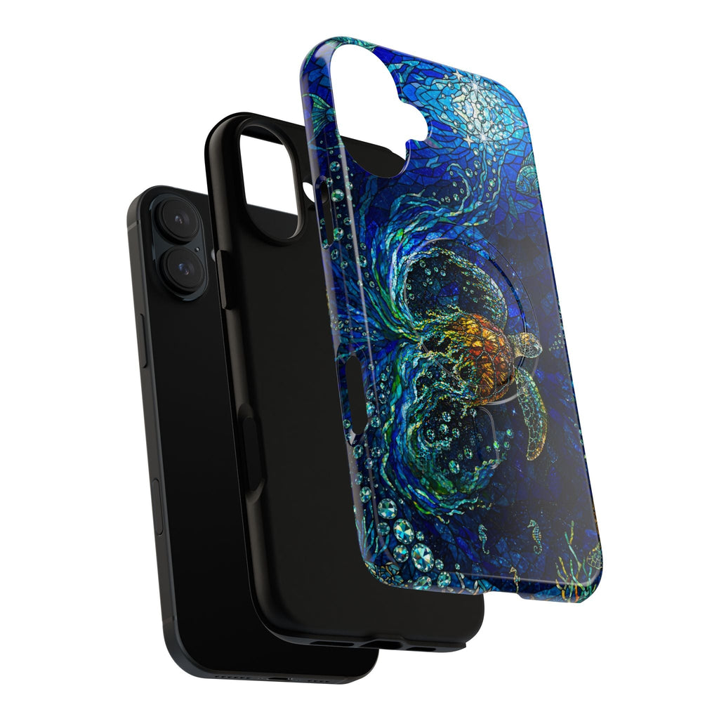 SEA TURTLE OCEAN STAINED GLASS PATTERN MAGNETIC  PHONE CASE  - TLTW2804263