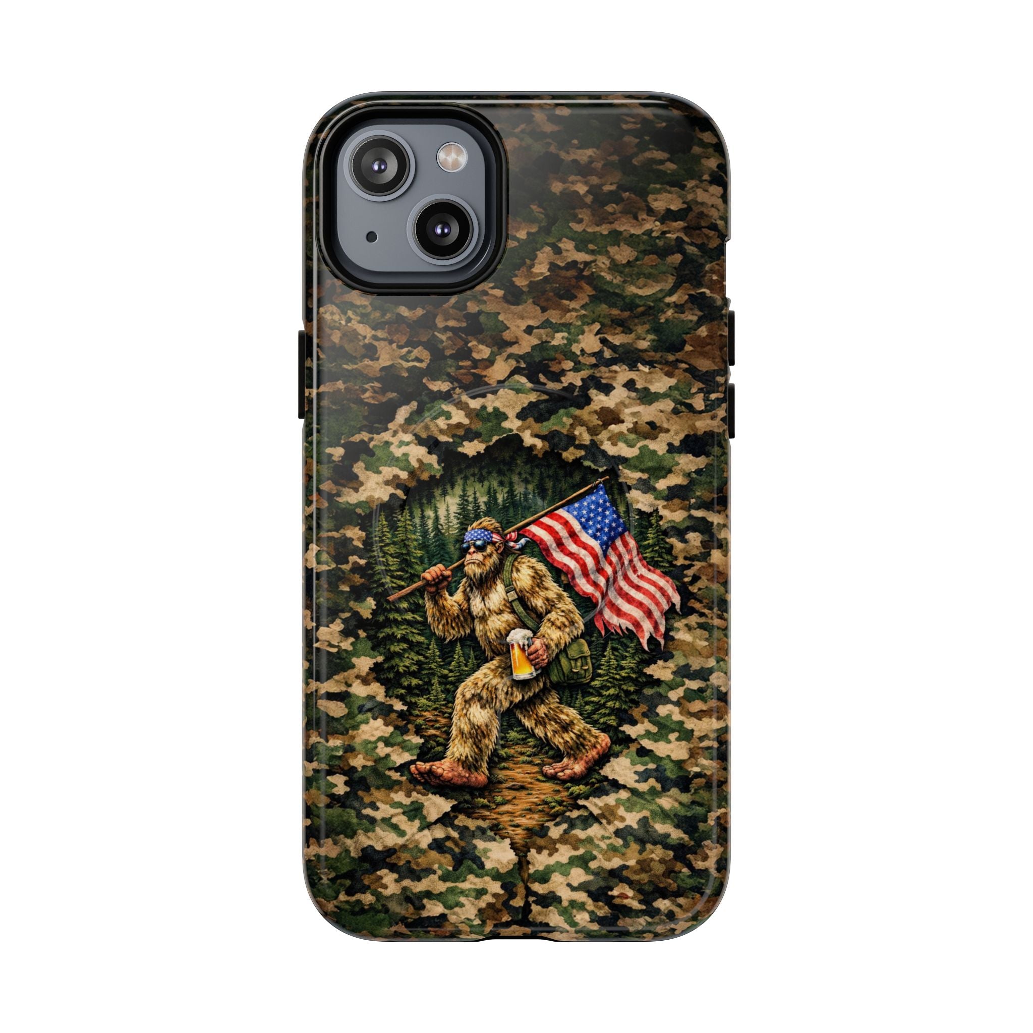 BIGFOOT WITH FLAG CAMOUFLAGE MAGNETIC PHONE CASE - TLNT2004261