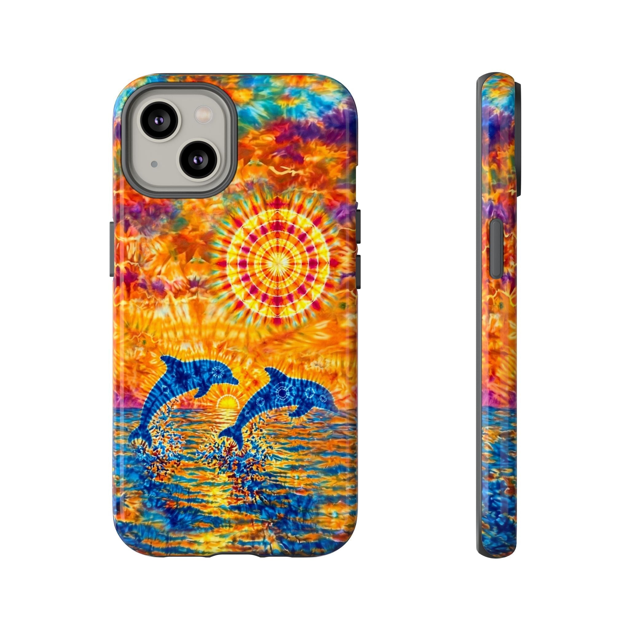 TWO DOLPHINS SUNSET WATERCOLOR PATTERN  PHONE CASE   - TLHN1205264