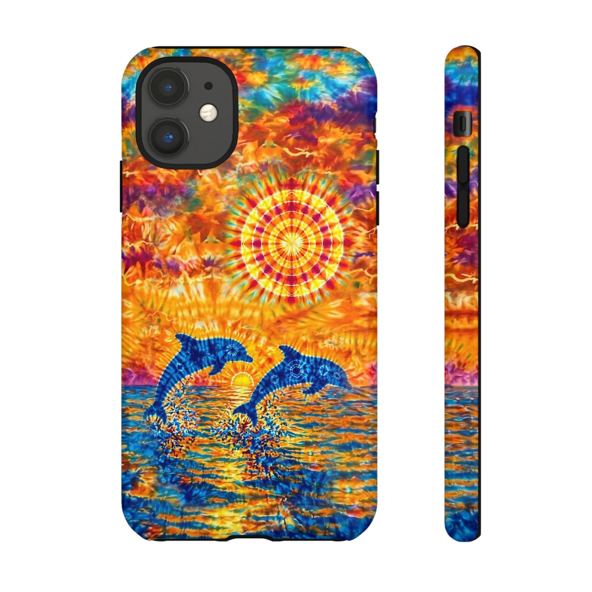 TWO DOLPHINS SUNSET WATERCOLOR PATTERN  PHONE CASE   - TLHN1205264