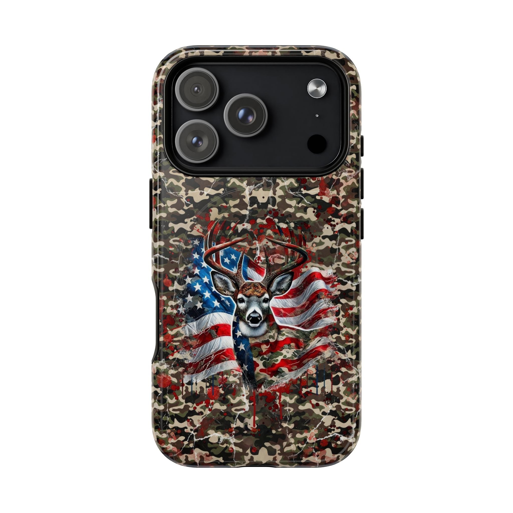 STARS AND STRIPES DEER HUNTING MAGNETIC PHONE CASE - TLHG1905264