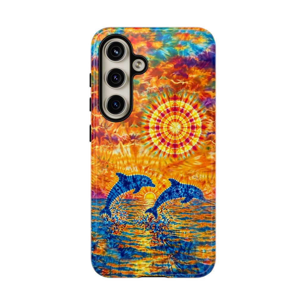 TWO DOLPHINS SUNSET WATERCOLOR PATTERN  PHONE CASE   - TLHN1205264