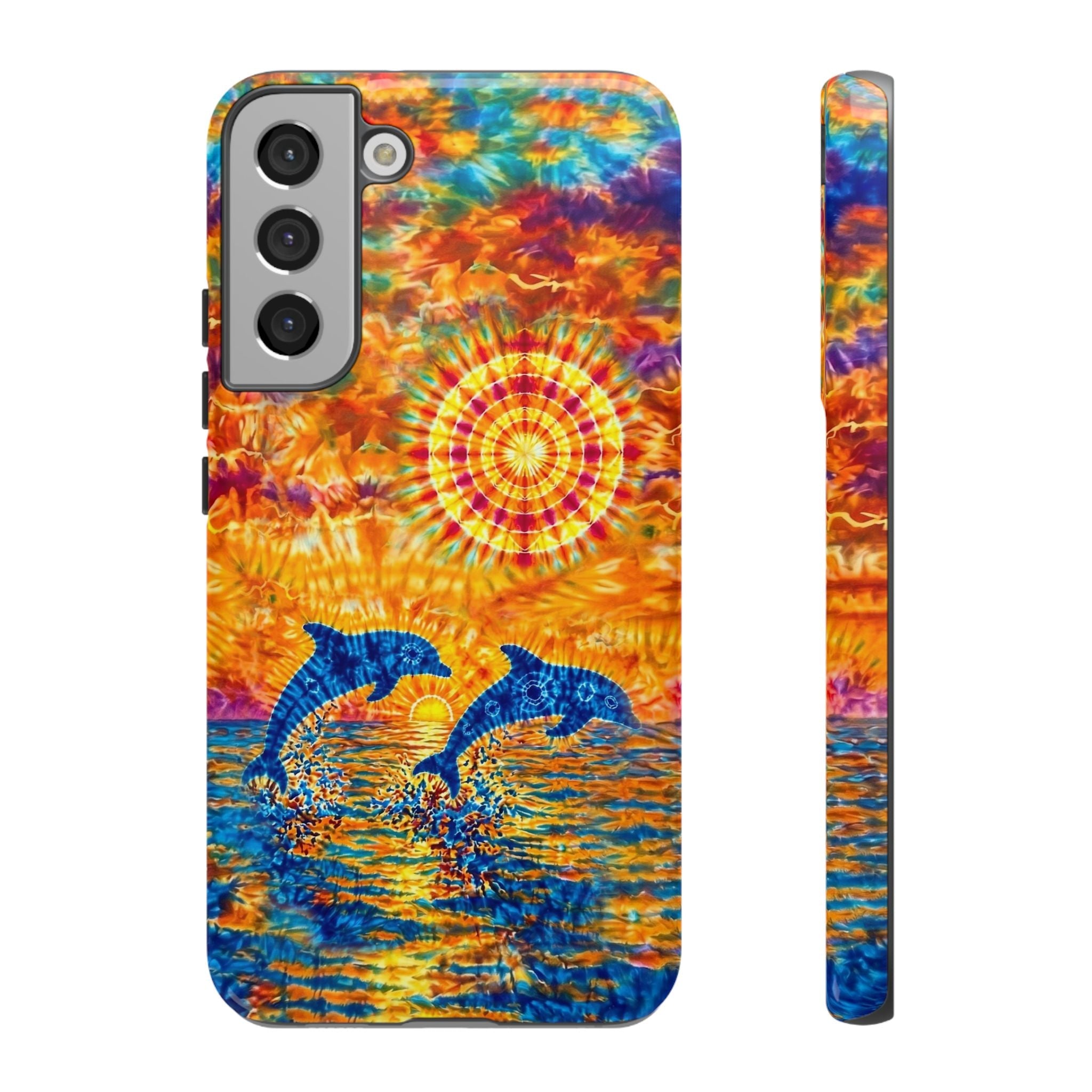 TWO DOLPHINS SUNSET WATERCOLOR PATTERN  PHONE CASE   - TLHN1205264