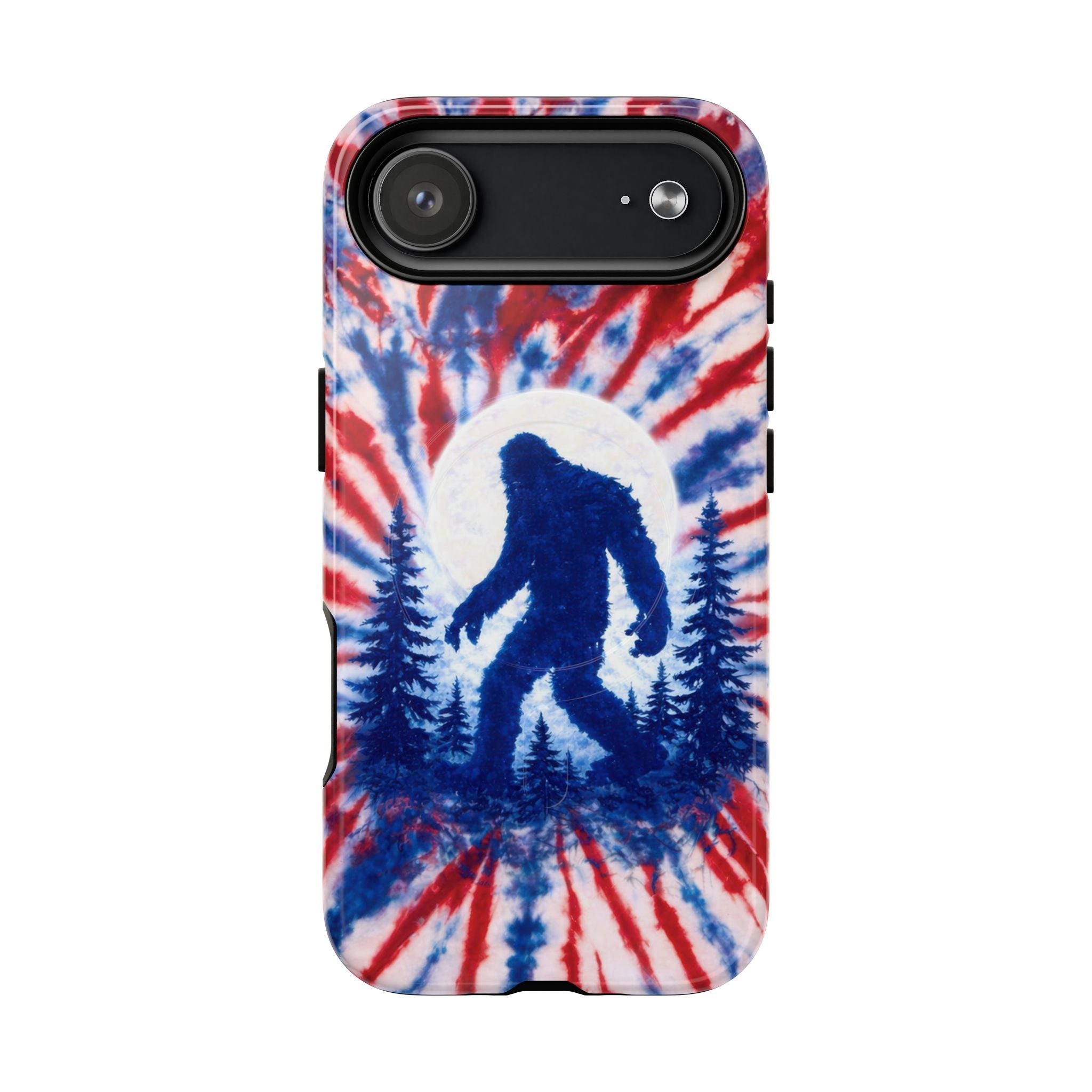 BIGFOOT IN THE FOREST RED WHITE & BLUE SWIRL MAGNETIC PHONE CASE  - TLTW2505263
