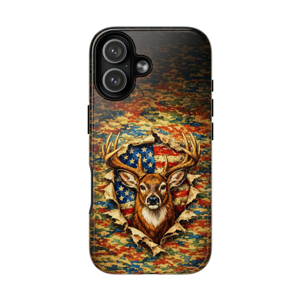 HUNTING DEER CAMOUFLAGE STARS AND STRIPES MAGNETIC PHONE CASE  - TLNT0405261