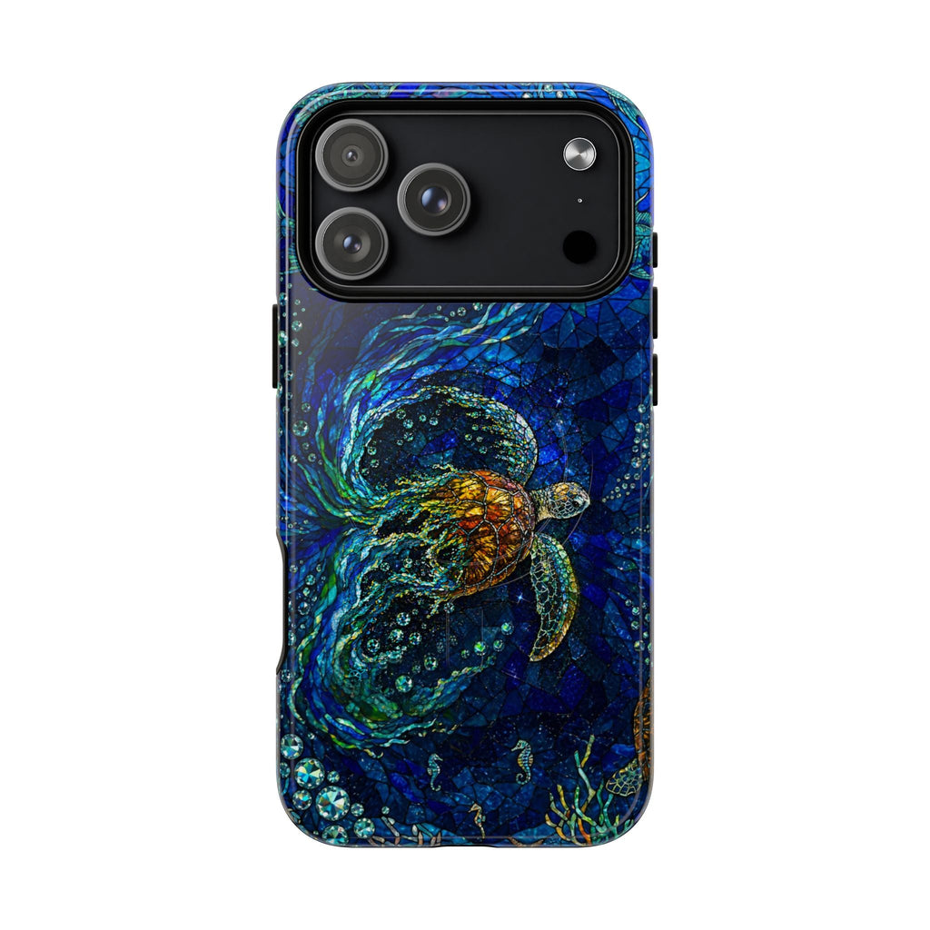 SEA TURTLE OCEAN STAINED GLASS PATTERN MAGNETIC  PHONE CASE  - TLTW2804263