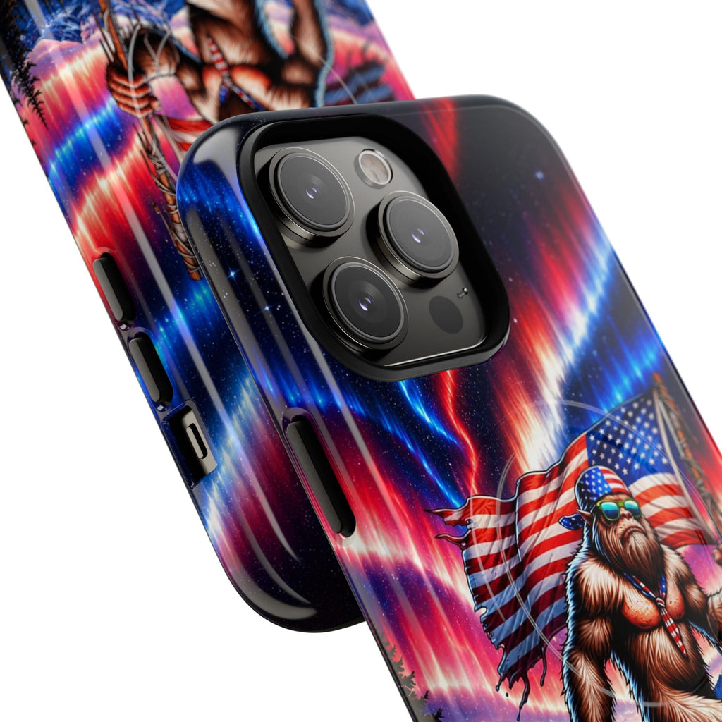 BIGFOOT UNDER RED WHITE & BLUE AURORA MAGNETIC PHONE CASE   - TLHN0306264
