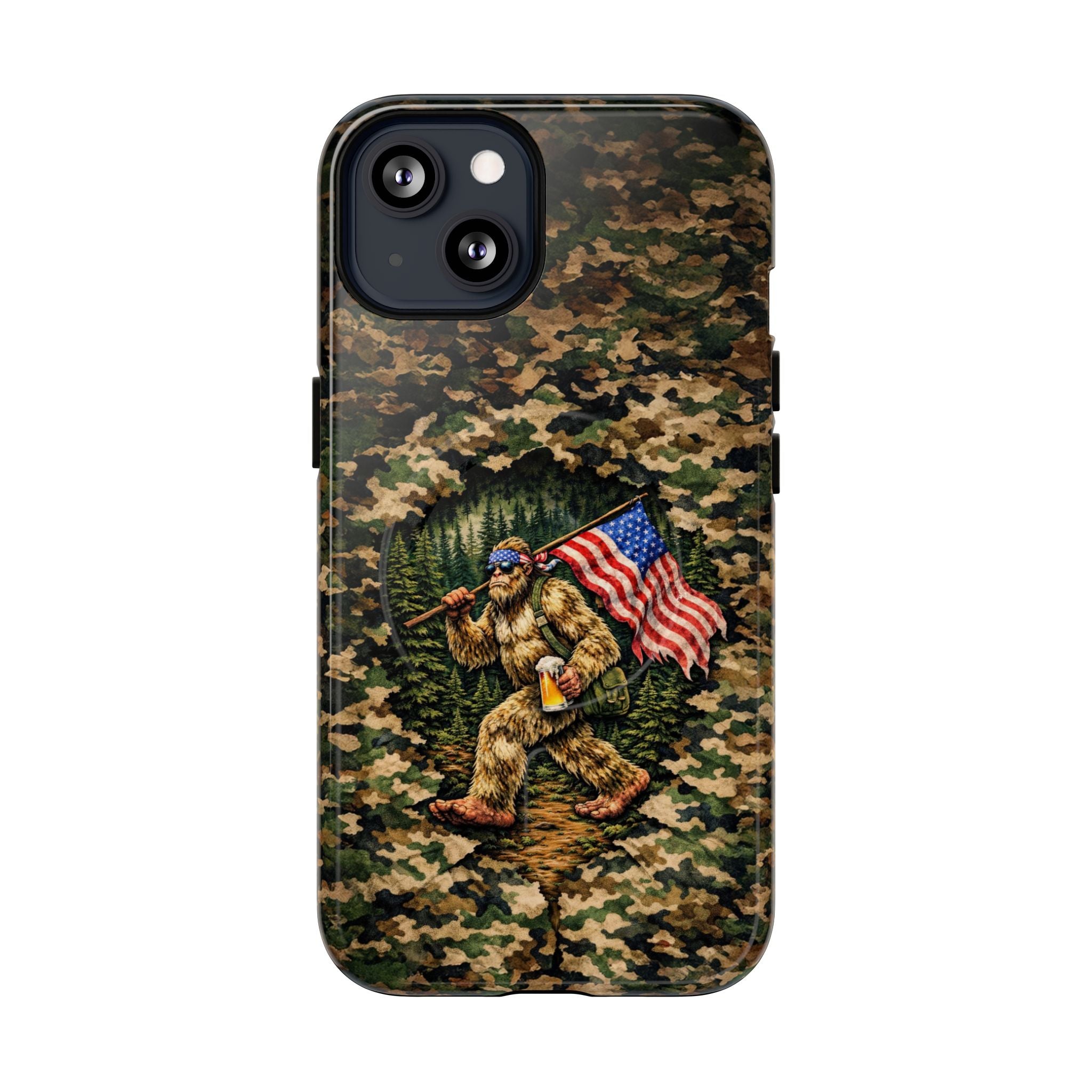 BIGFOOT WITH FLAG CAMOUFLAGE MAGNETIC PHONE CASE - TLNT2004261