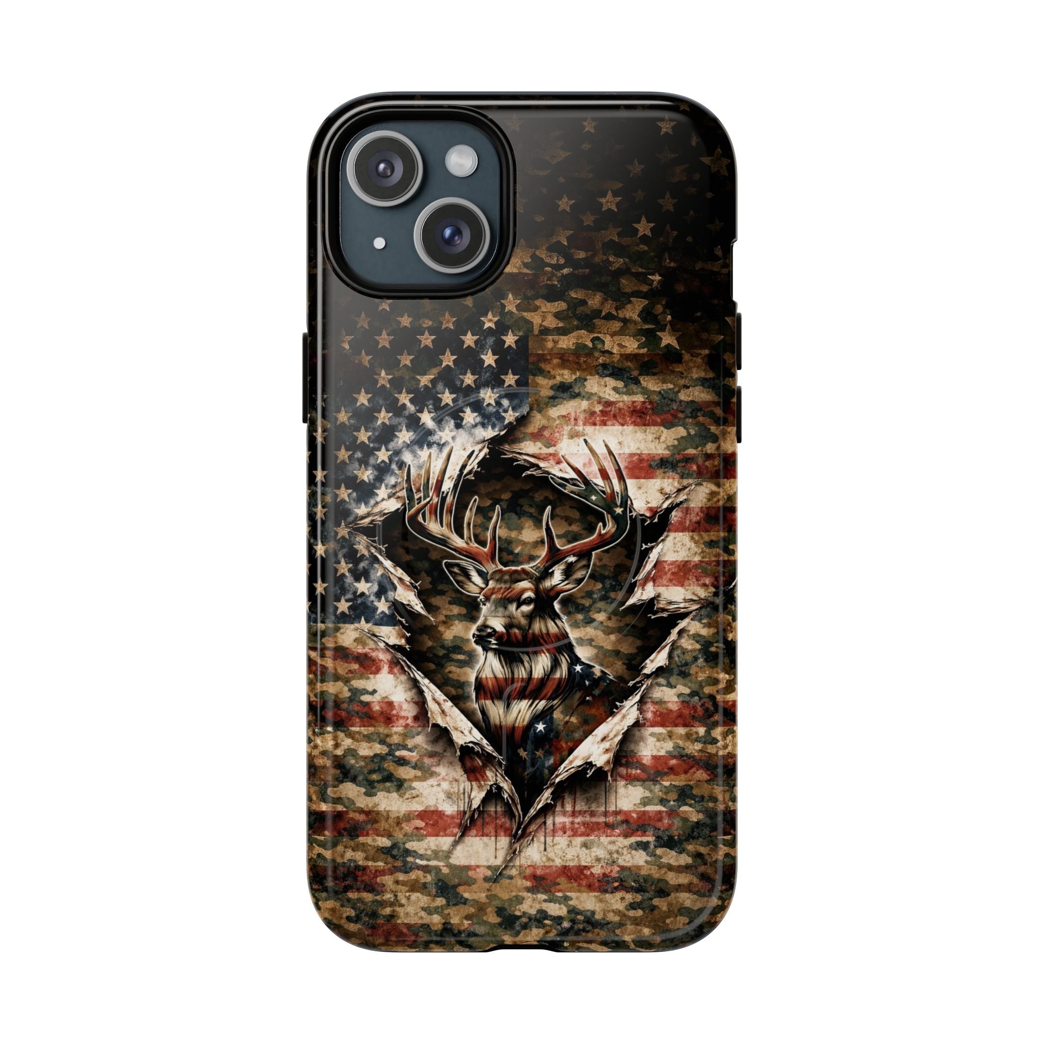 GRUNGE STARS AND STRIPES DEER HUNTING MAGNETIC  PHONE CASE  - TLNT0605262