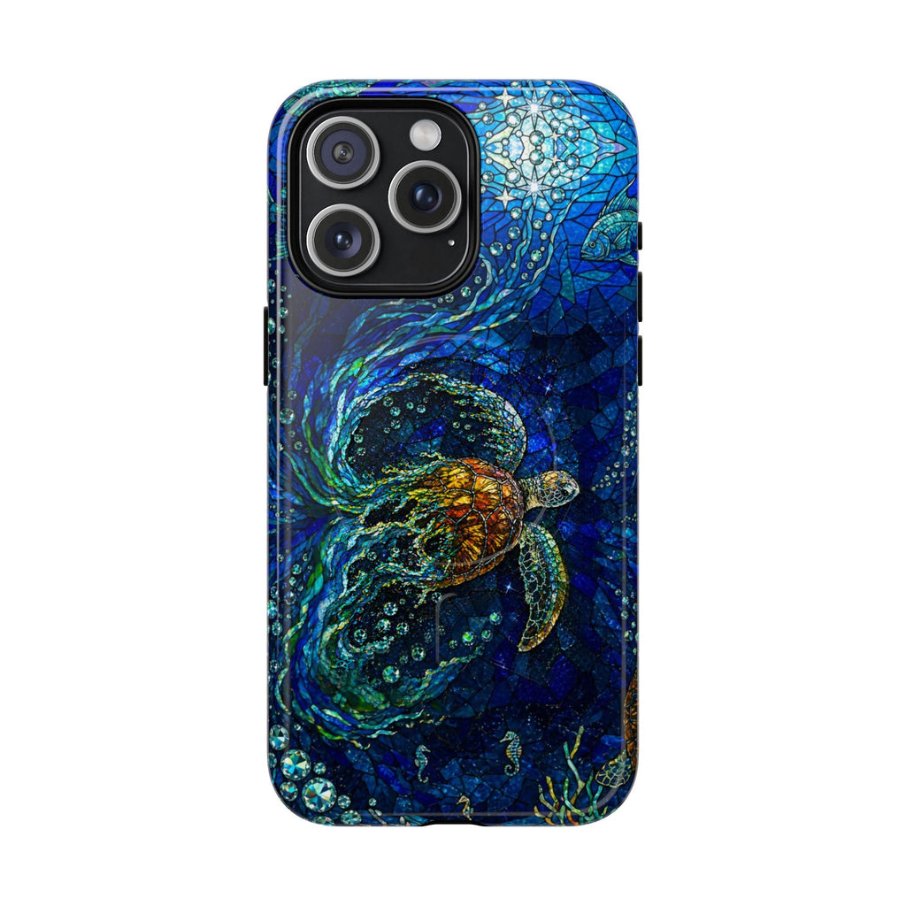 SEA TURTLE OCEAN STAINED GLASS PATTERN MAGNETIC  PHONE CASE  - TLTW2804263