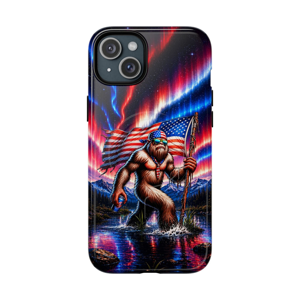 BIGFOOT UNDER RED WHITE & BLUE AURORA MAGNETIC PHONE CASE   - TLHN0306264