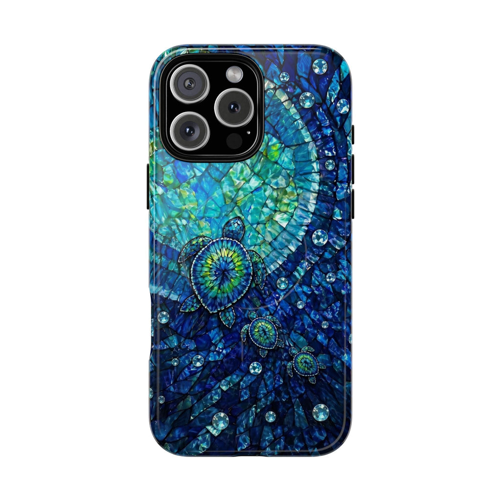 SEA TURTLE BLUE OCEAN STAINED GLASS PATTERN MAGNETIC PHONE CASE  - TLNO2904265