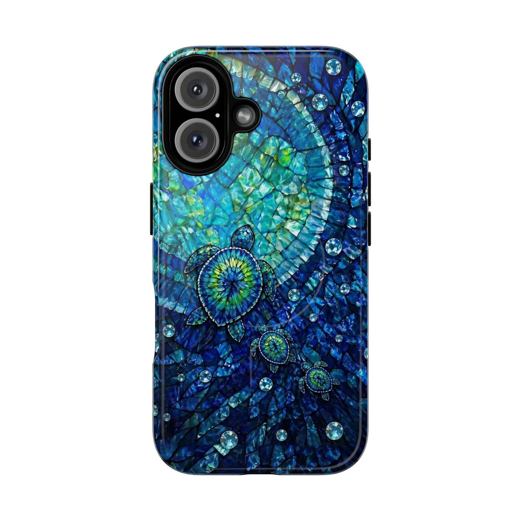 SEA TURTLE BLUE OCEAN STAINED GLASS PATTERN MAGNETIC PHONE CASE  - TLNO2904265