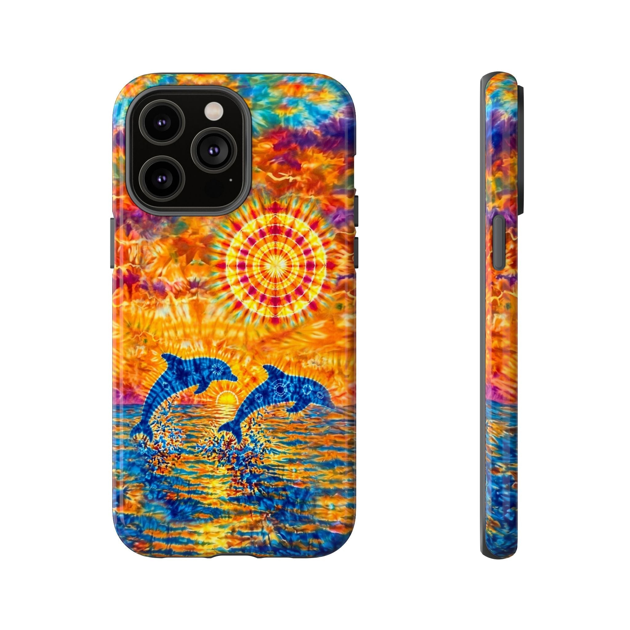 TWO DOLPHINS SUNSET WATERCOLOR PATTERN  PHONE CASE   - TLHN1205264