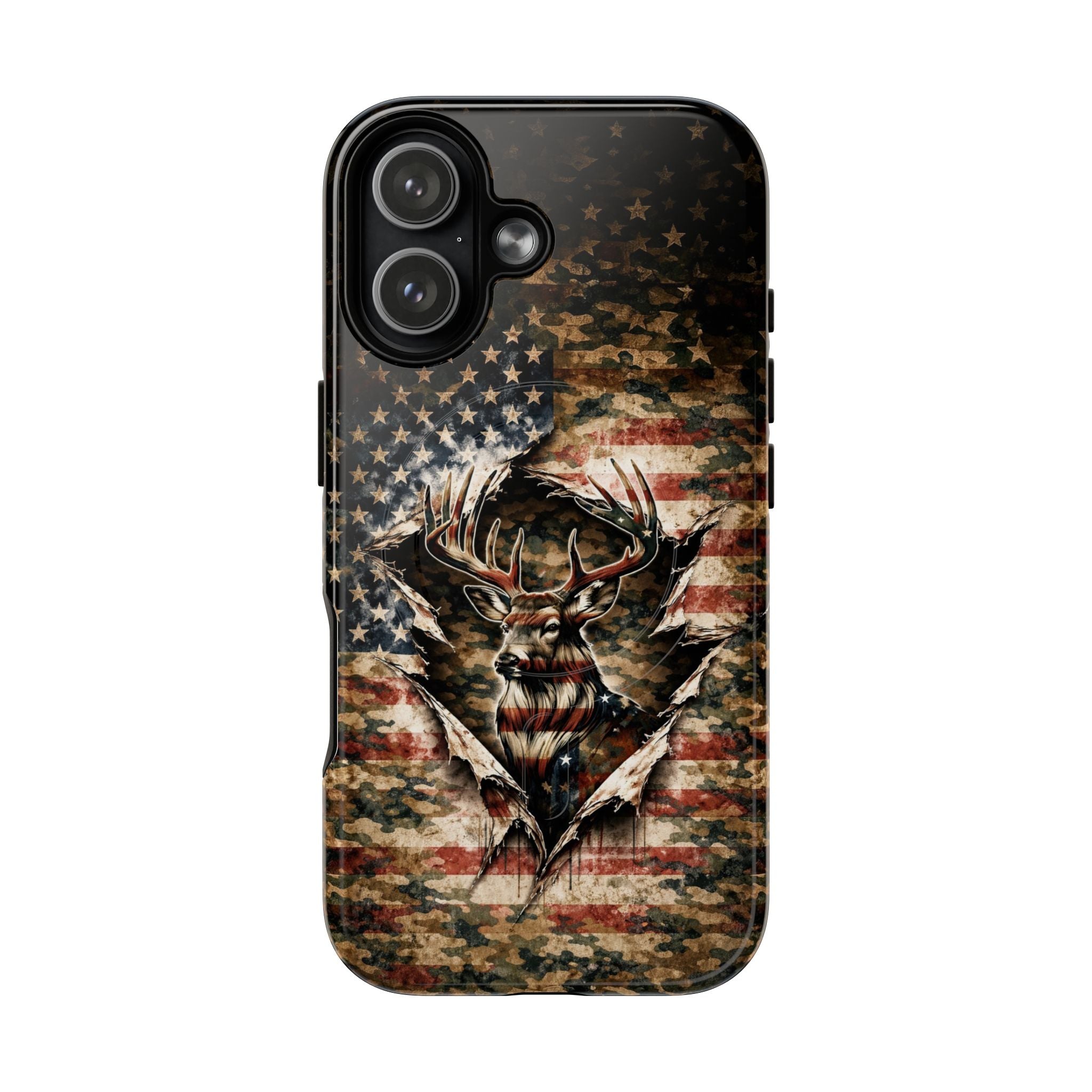 GRUNGE STARS AND STRIPES DEER HUNTING MAGNETIC  PHONE CASE  - TLNT0605262