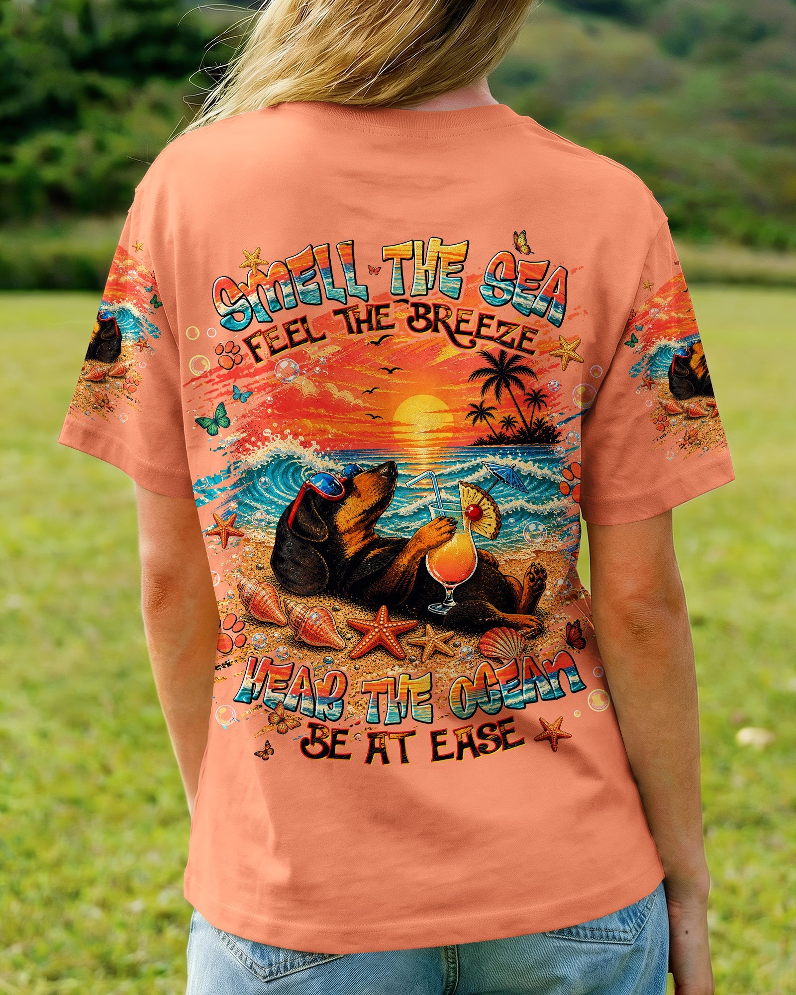 SMELL THE SEA FEEL THE BREEZE DACHSHUND DOG ALL OVER PRINT  - TLNT0506263