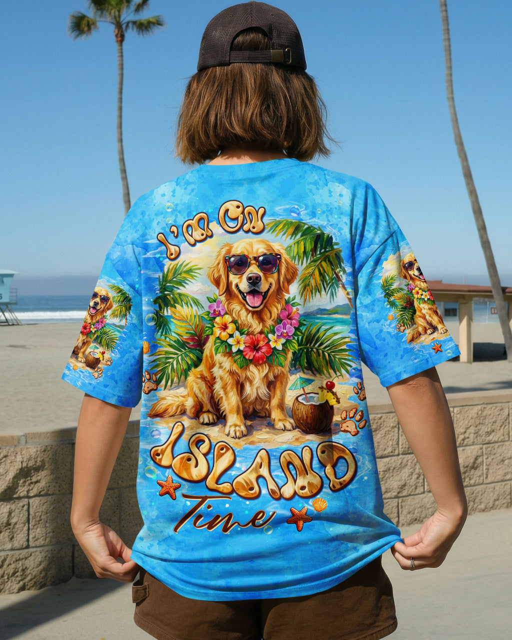 I'M ON ISLAND TIME GOLDEN RETRIEVER DOG ALL OVER PRINT  - TLTW2705261