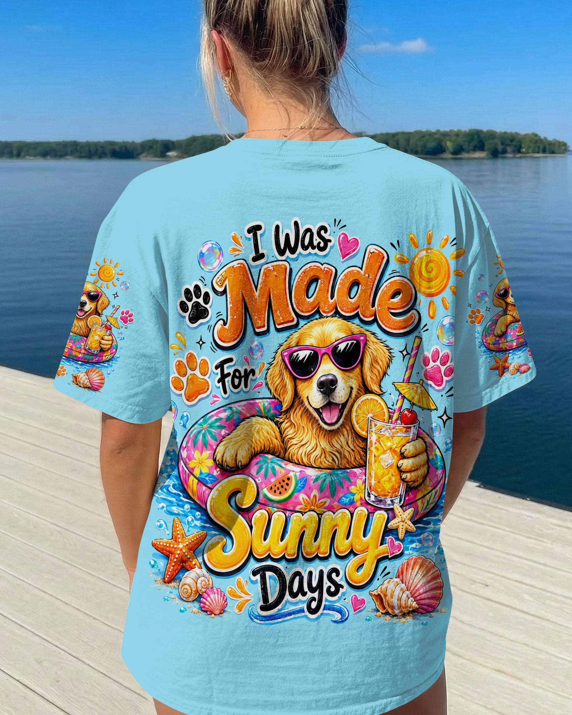 I WAS MADE FOR SUNNY DAYS GOLDEN RETRIEVER DOG ALL OVER PRINT   - TLTW0906261