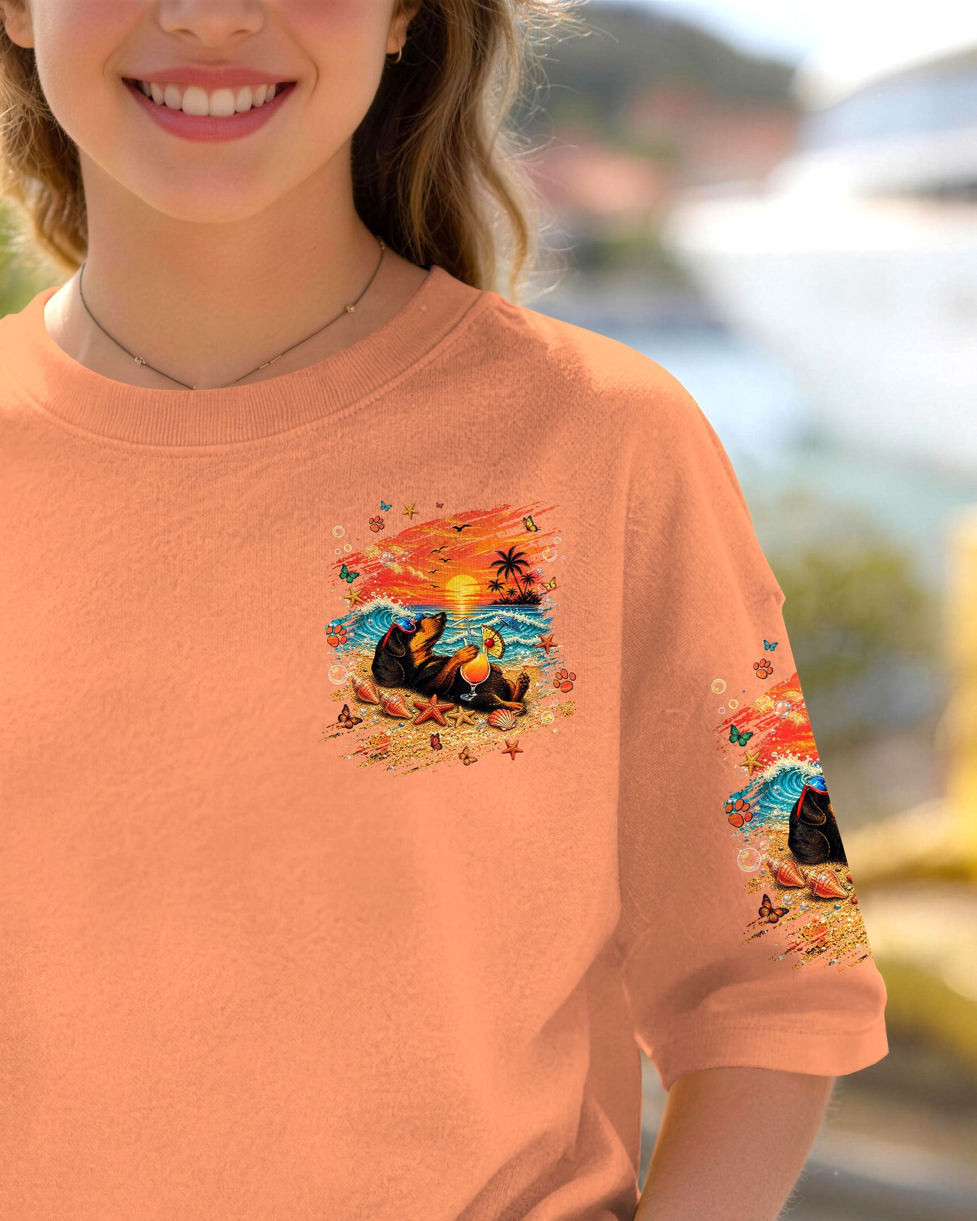 SANDY PAWS AND SALTY KISSES DACHSHUND DOG KIDS ALL OVER PRINT - TLNT2205264