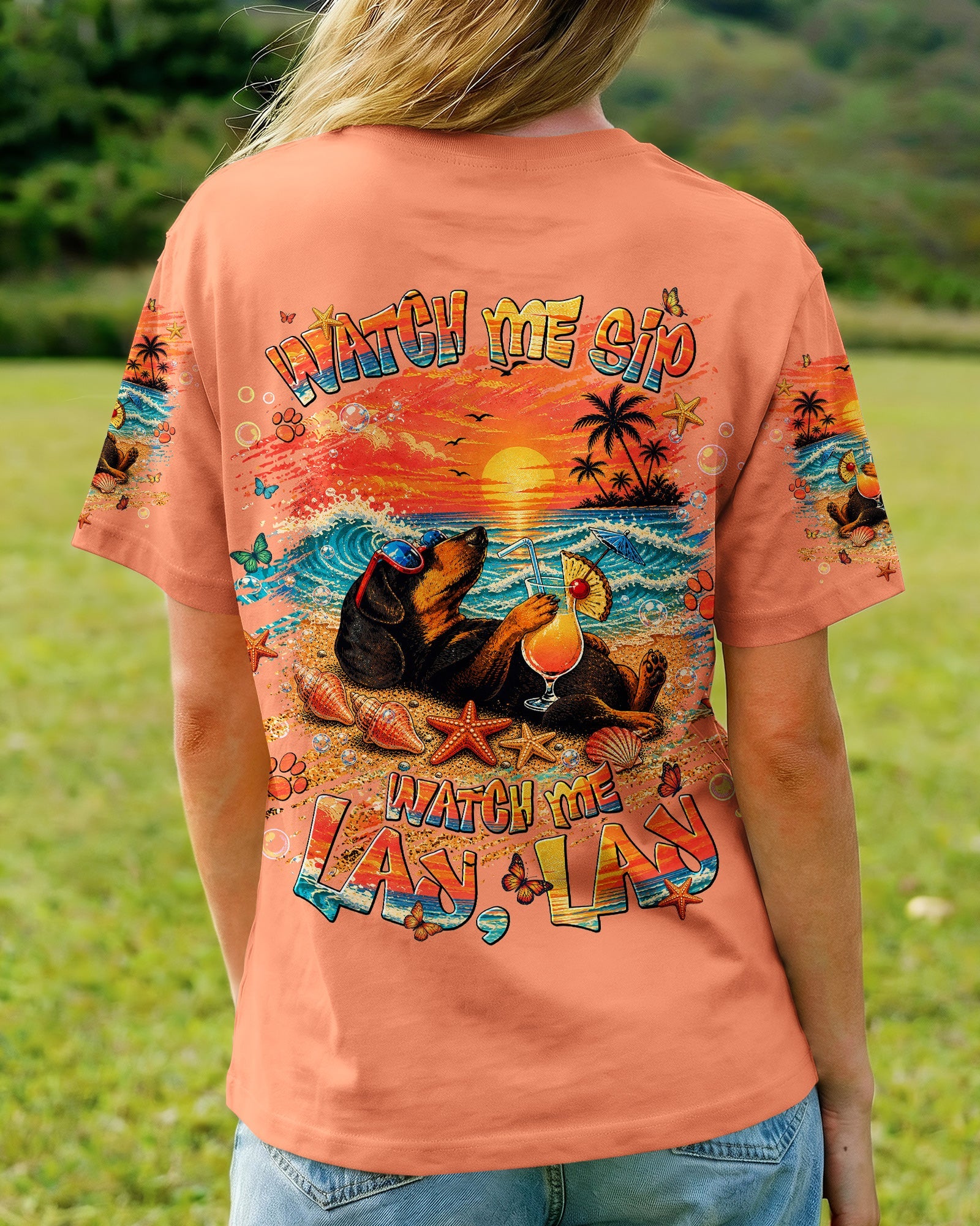 WATCH ME SIP DACHSHUND DOG ALL OVER PRINT  - TLNT2005263