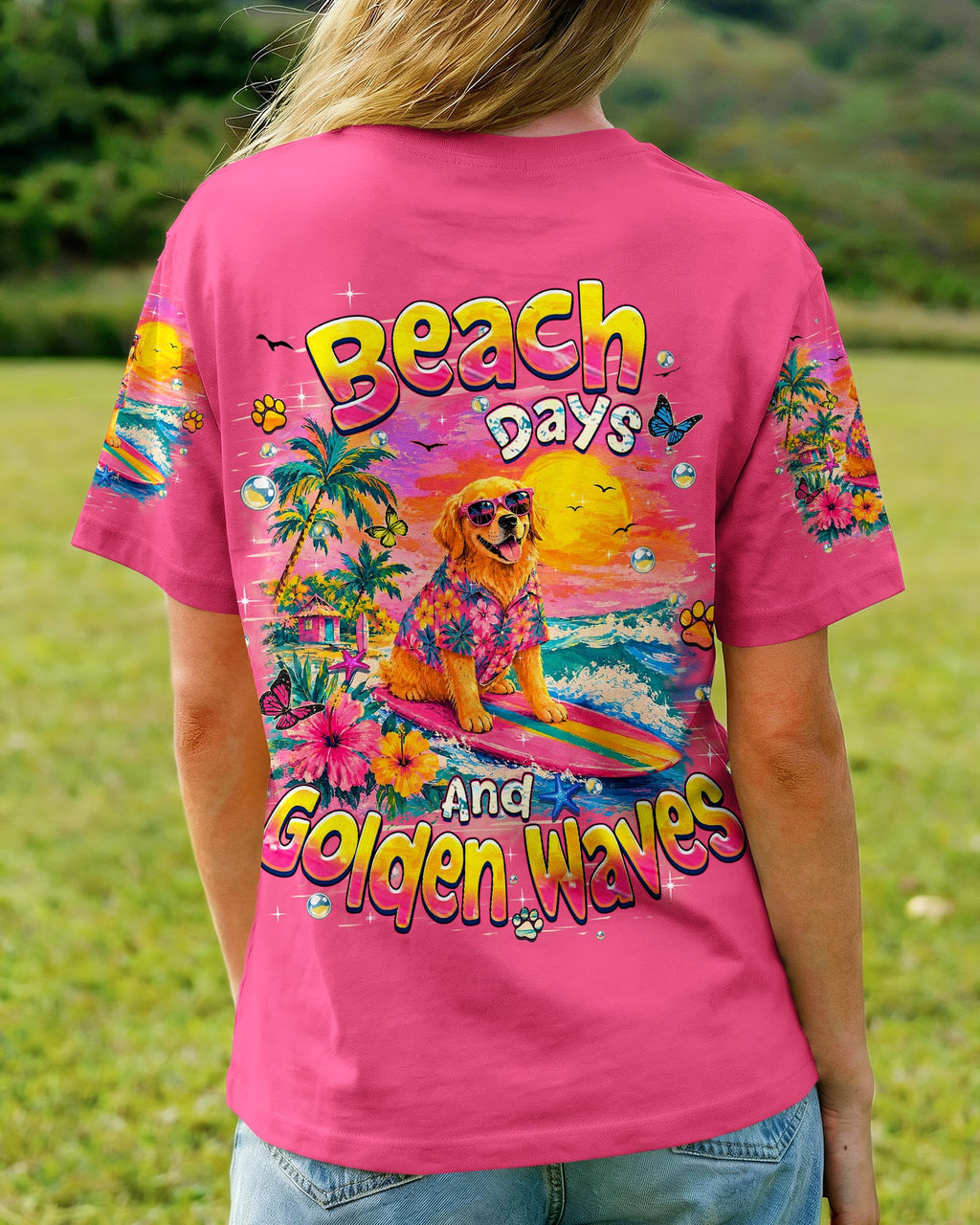 BEACH DAYS & GOLDEN WAVES GOLDEN RETRIEVER ALL OVER PRINT - TLHN2605261