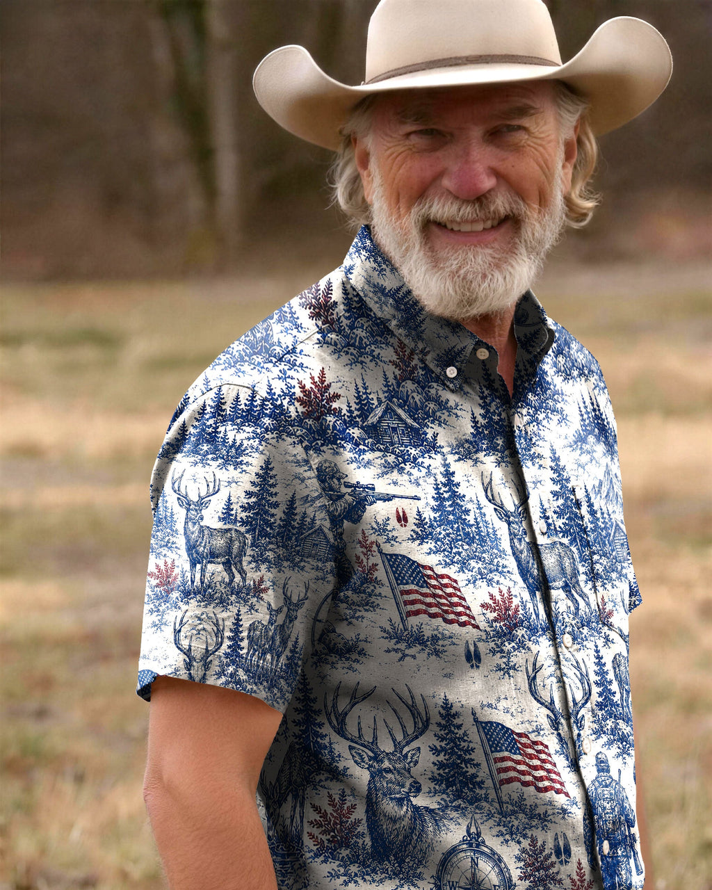 HUNTING DEER FOREST BUTTON-DOWN COLLAR SHIRT  - TLNT3005262